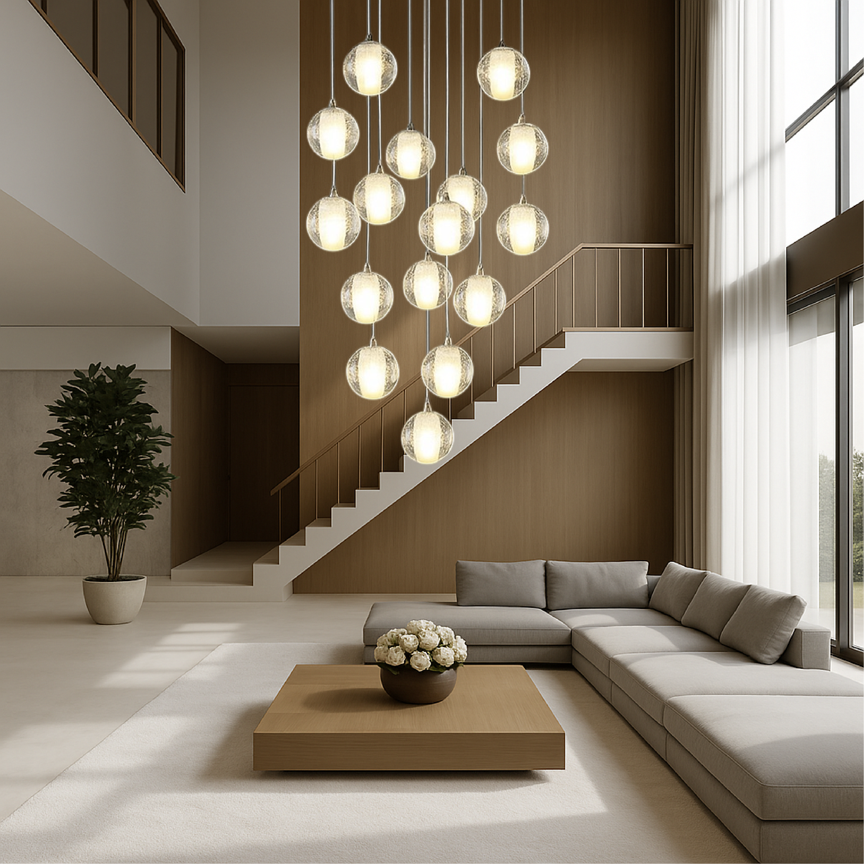 Crystal Ball Staircase Chandelier
