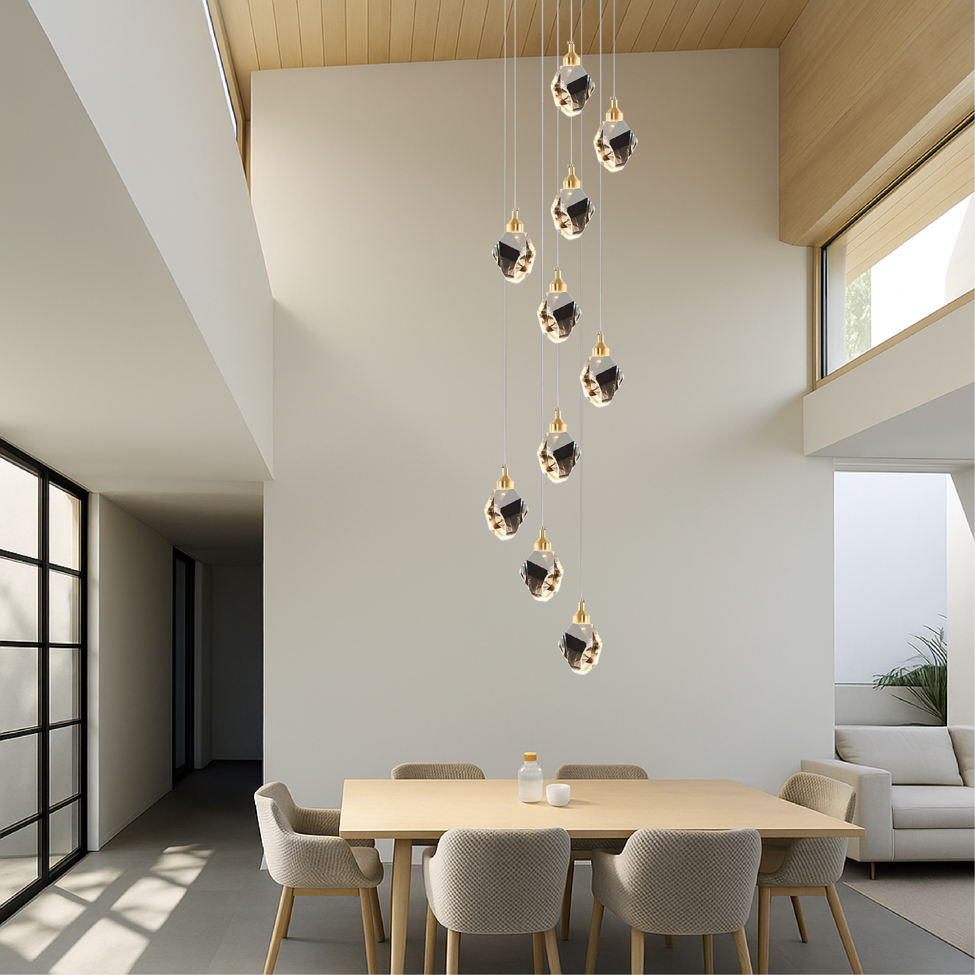 Crystal 10 Heads Staircase Chandelier