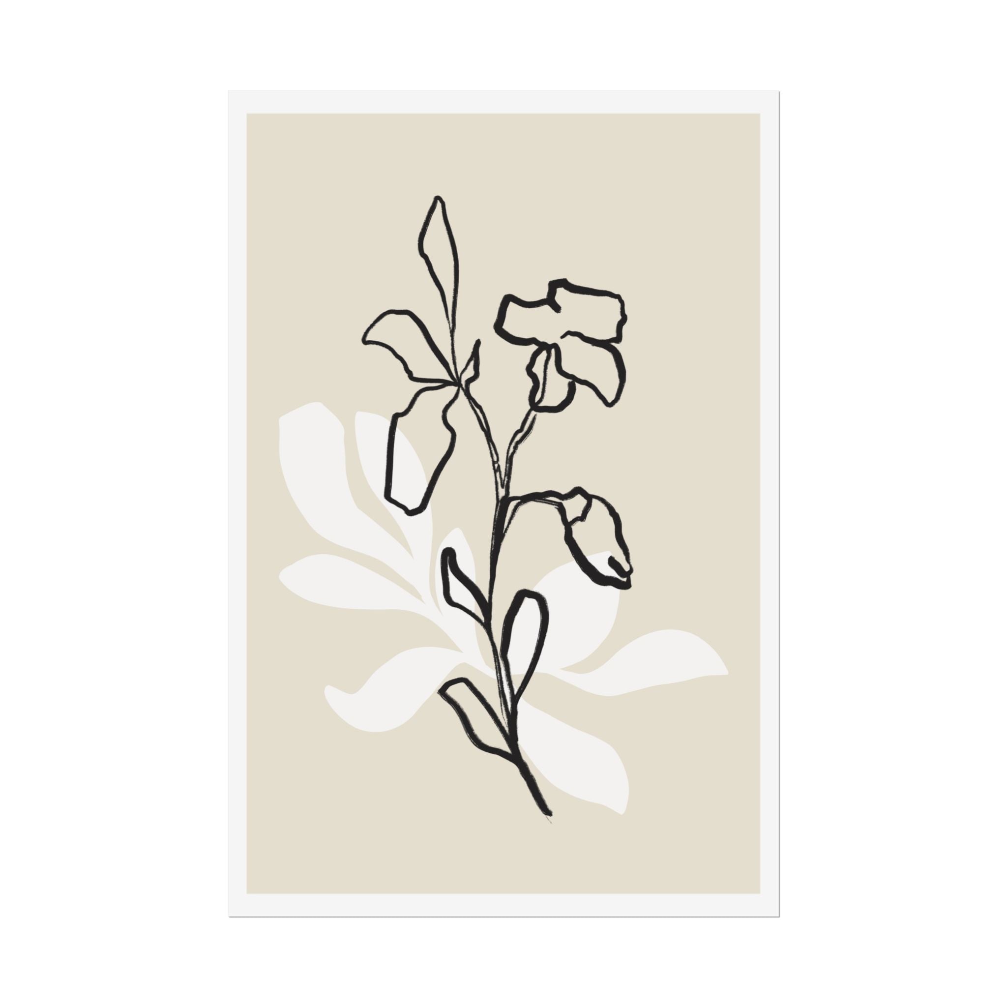 Ivory Bloom Whisper Lines - Poster
