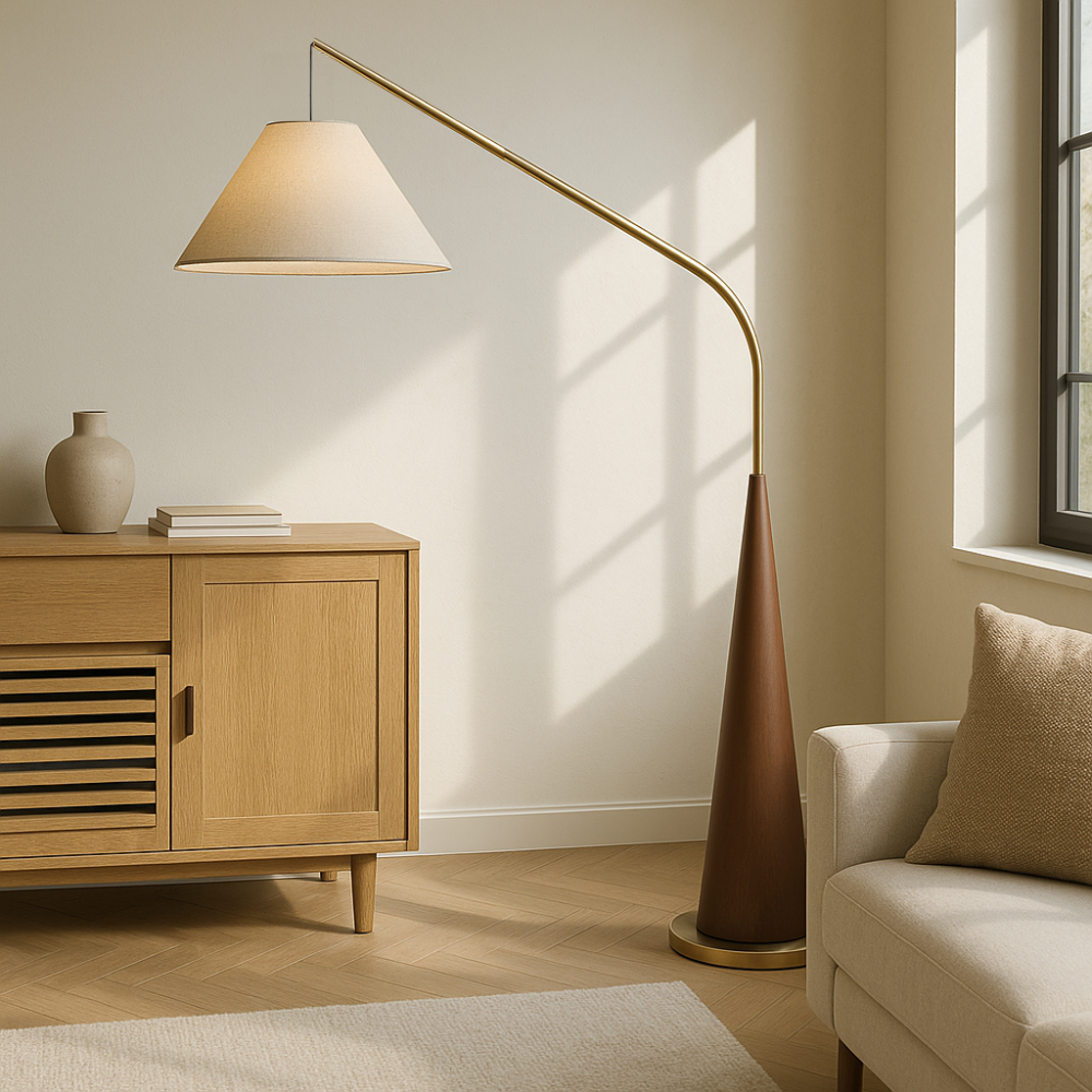 Charles Wooden Arc Floor Lamp