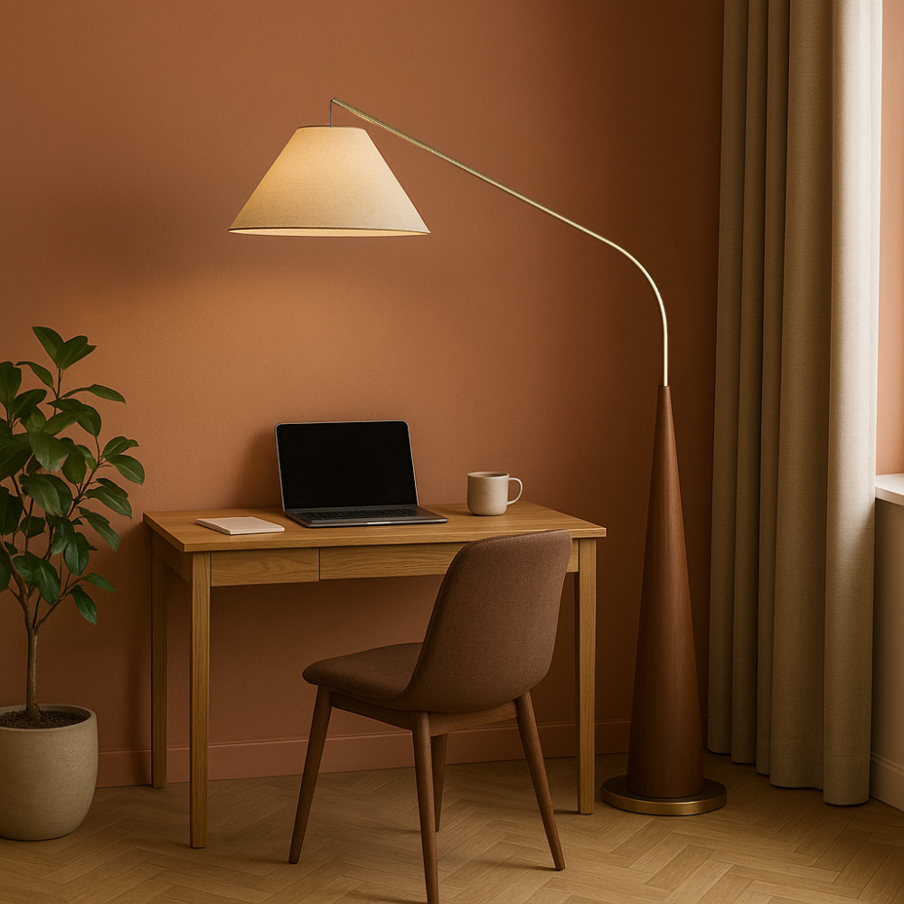 Charles Wooden Arc Floor Lamp