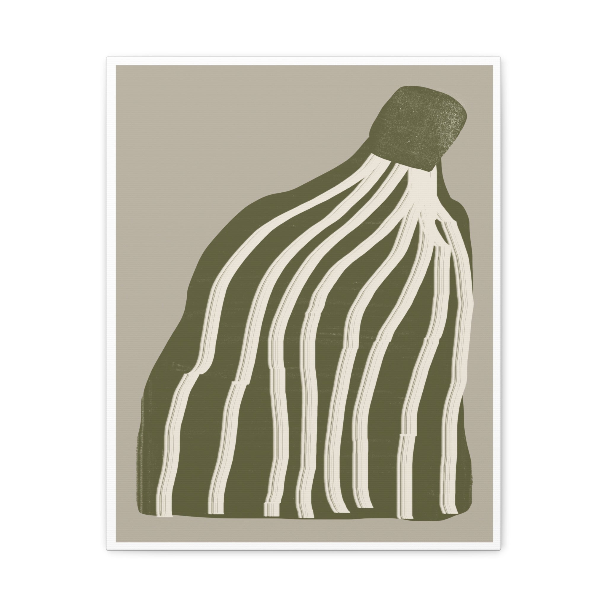 Olive Cascade Curves - Canvas