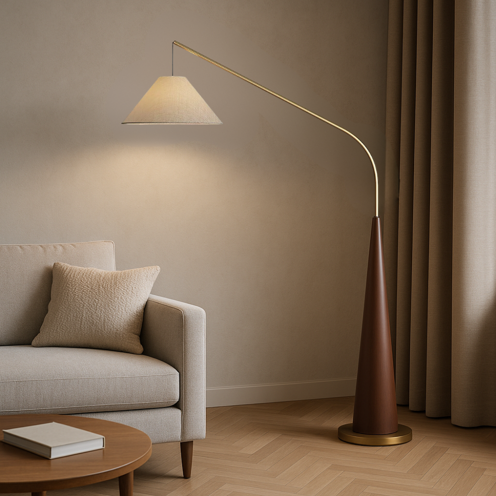 Charles Wooden Arc Floor Lamp