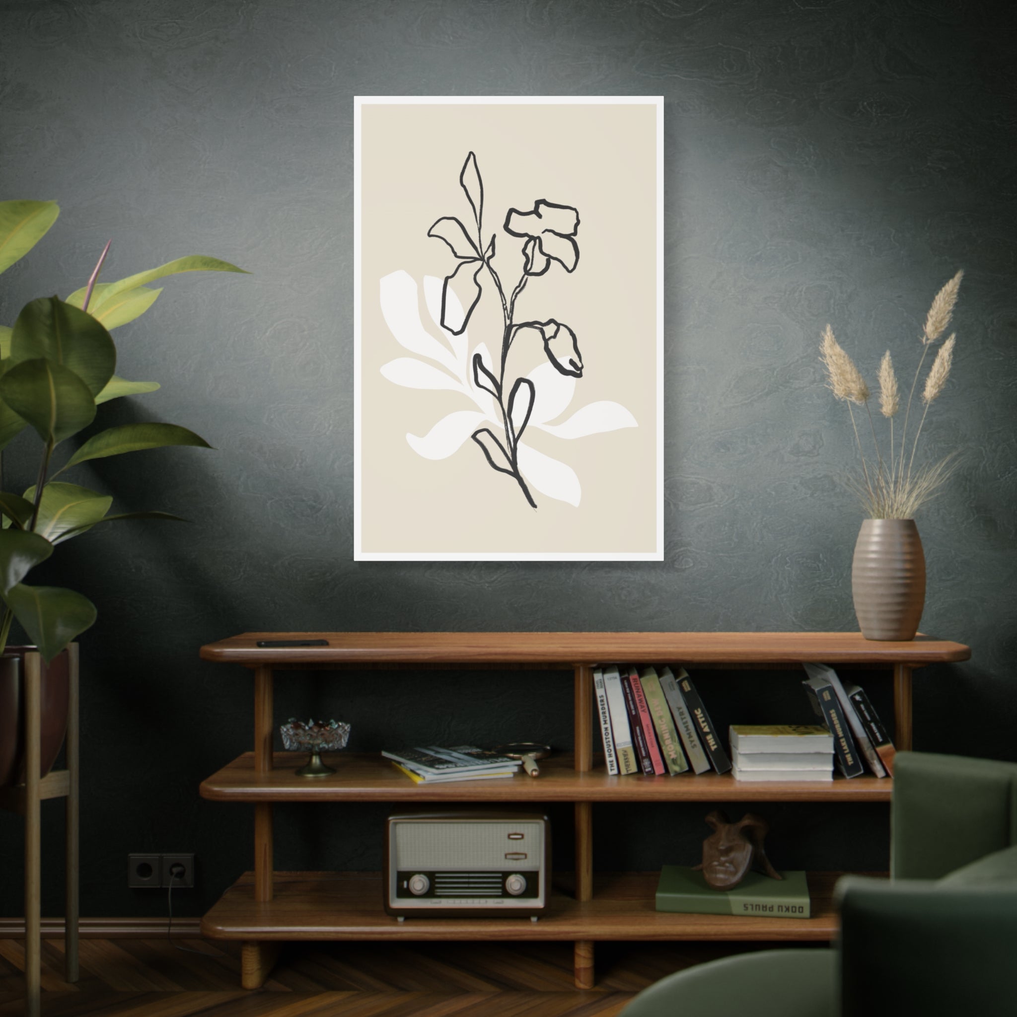 Ivory Bloom Whisper Lines - Canvas