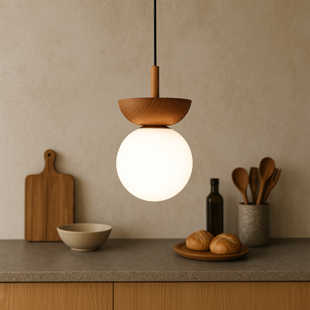Japandi Wooden Pendant Light
