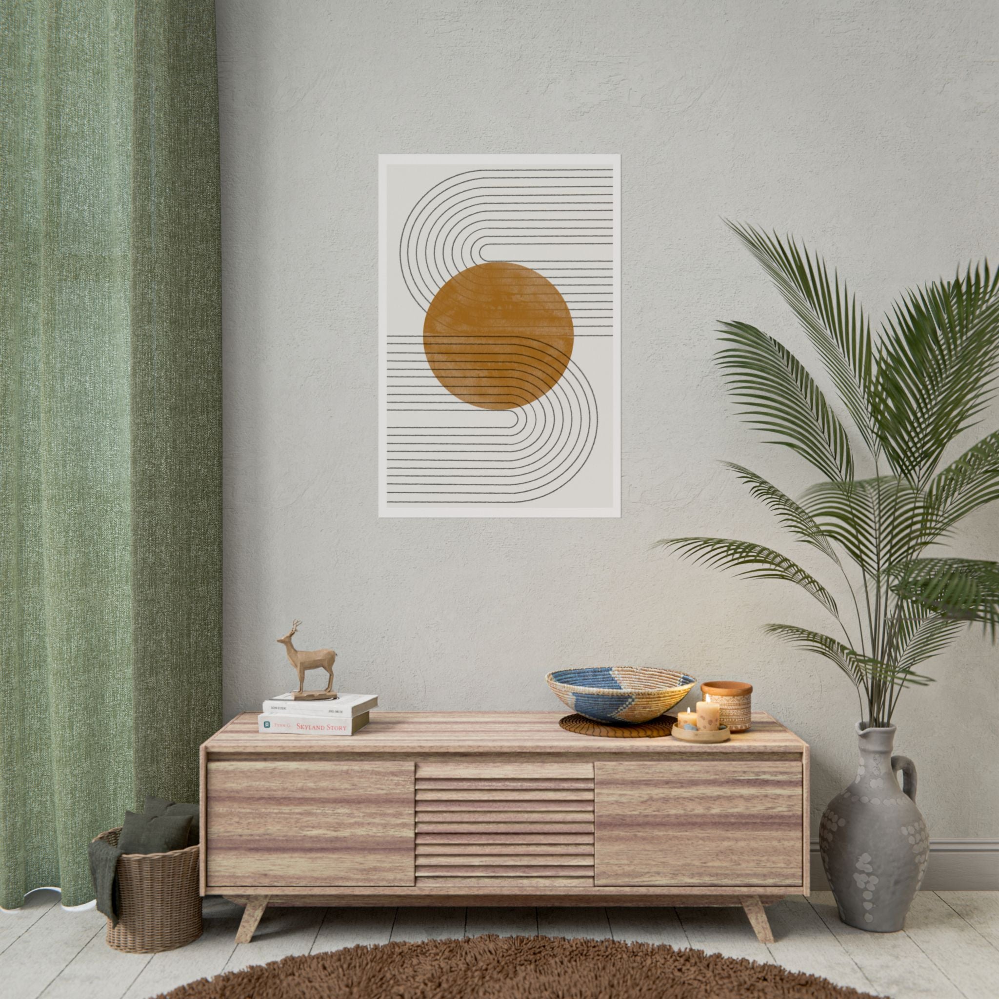 Amber Orbit Lines - Poster