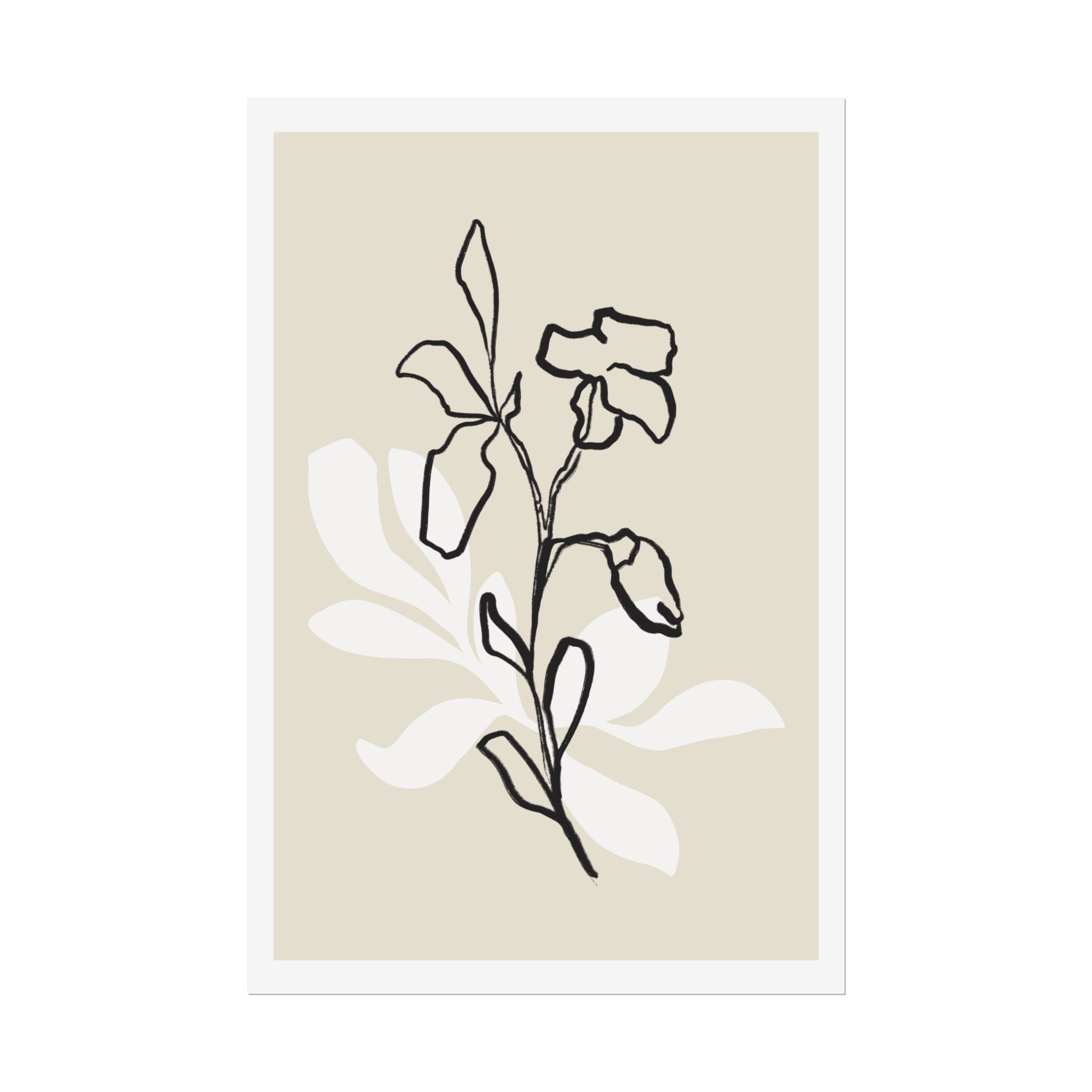 Ivory Bloom Whisper Lines - Poster