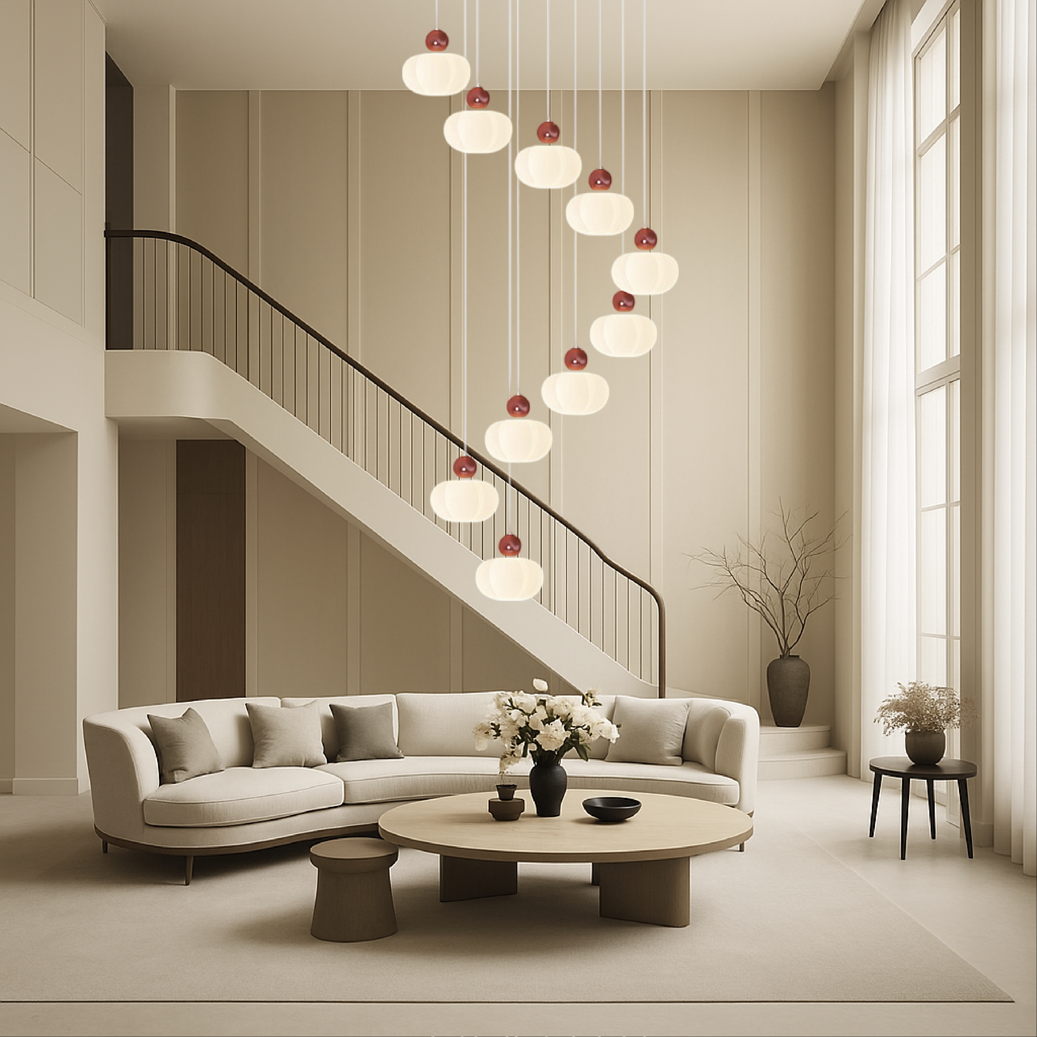 Art Deco Cream Staircase Chandelier