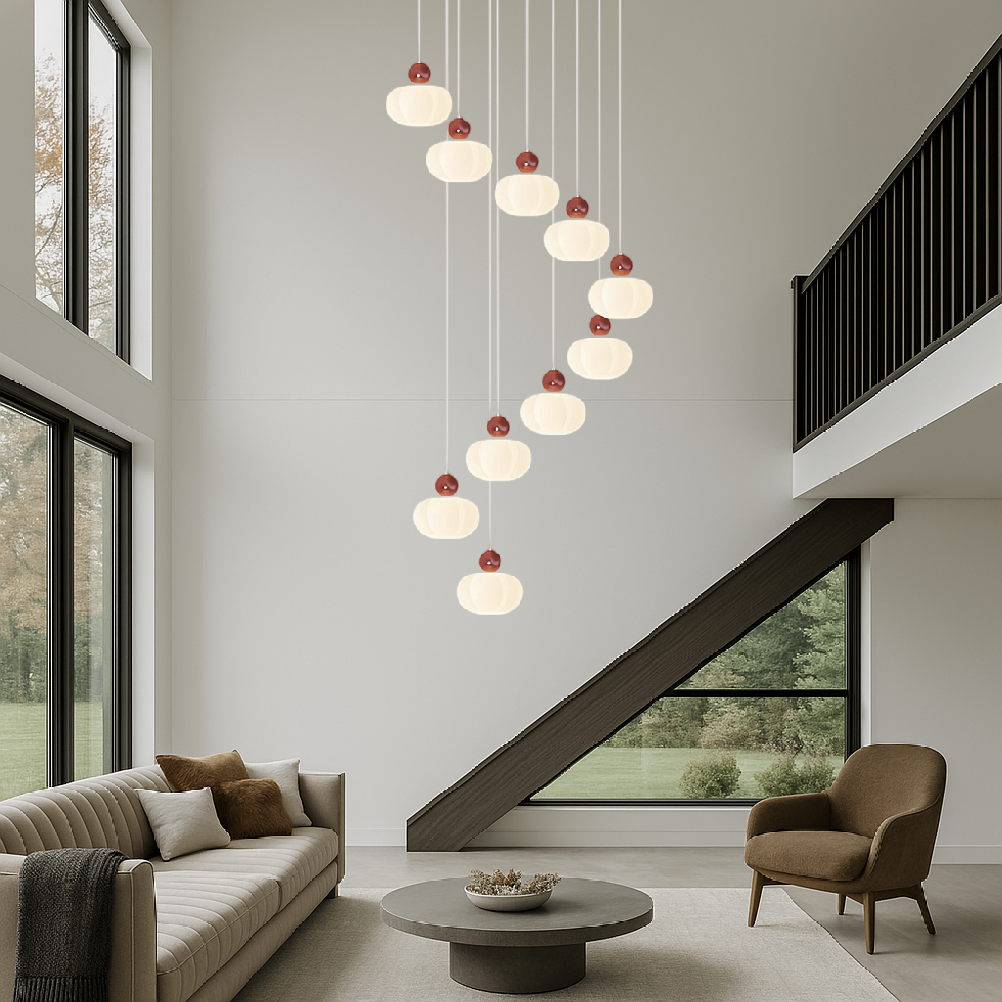 Art Deco Cream Staircase Chandelier