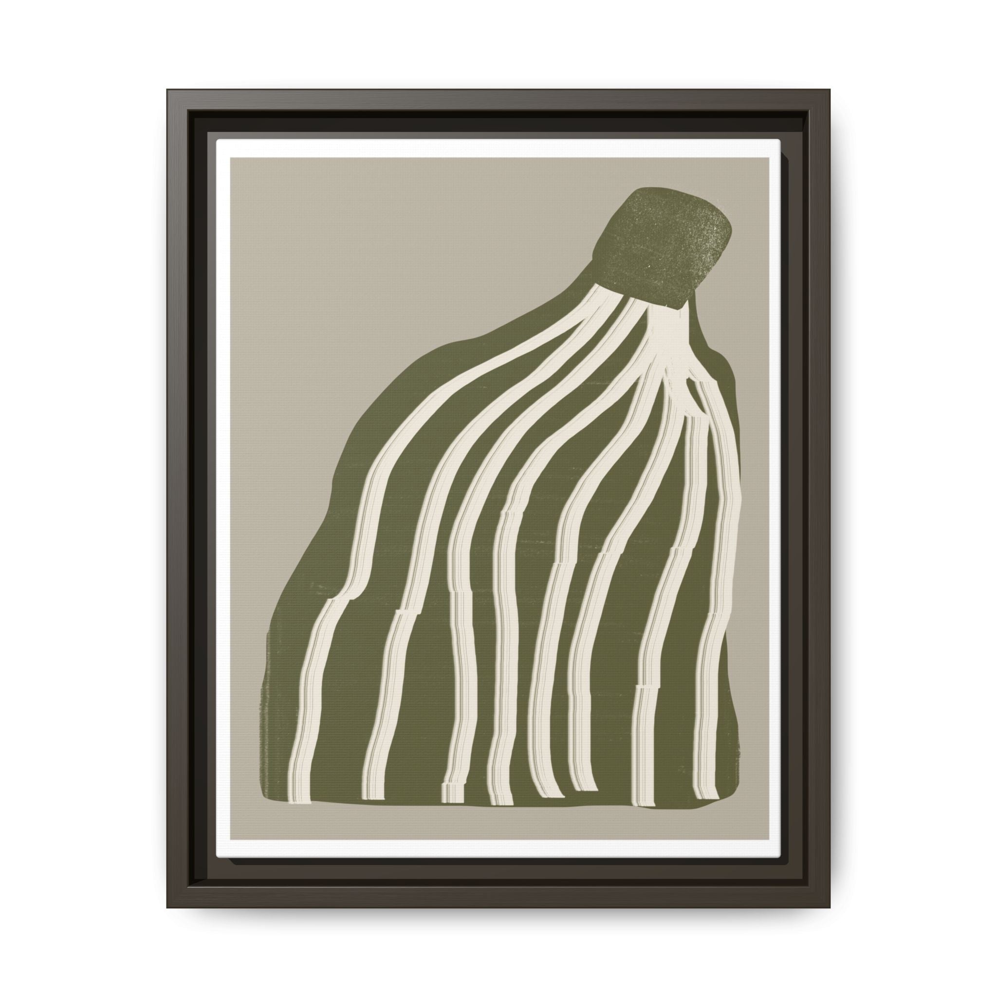 Olive Cascade Curves - Framed