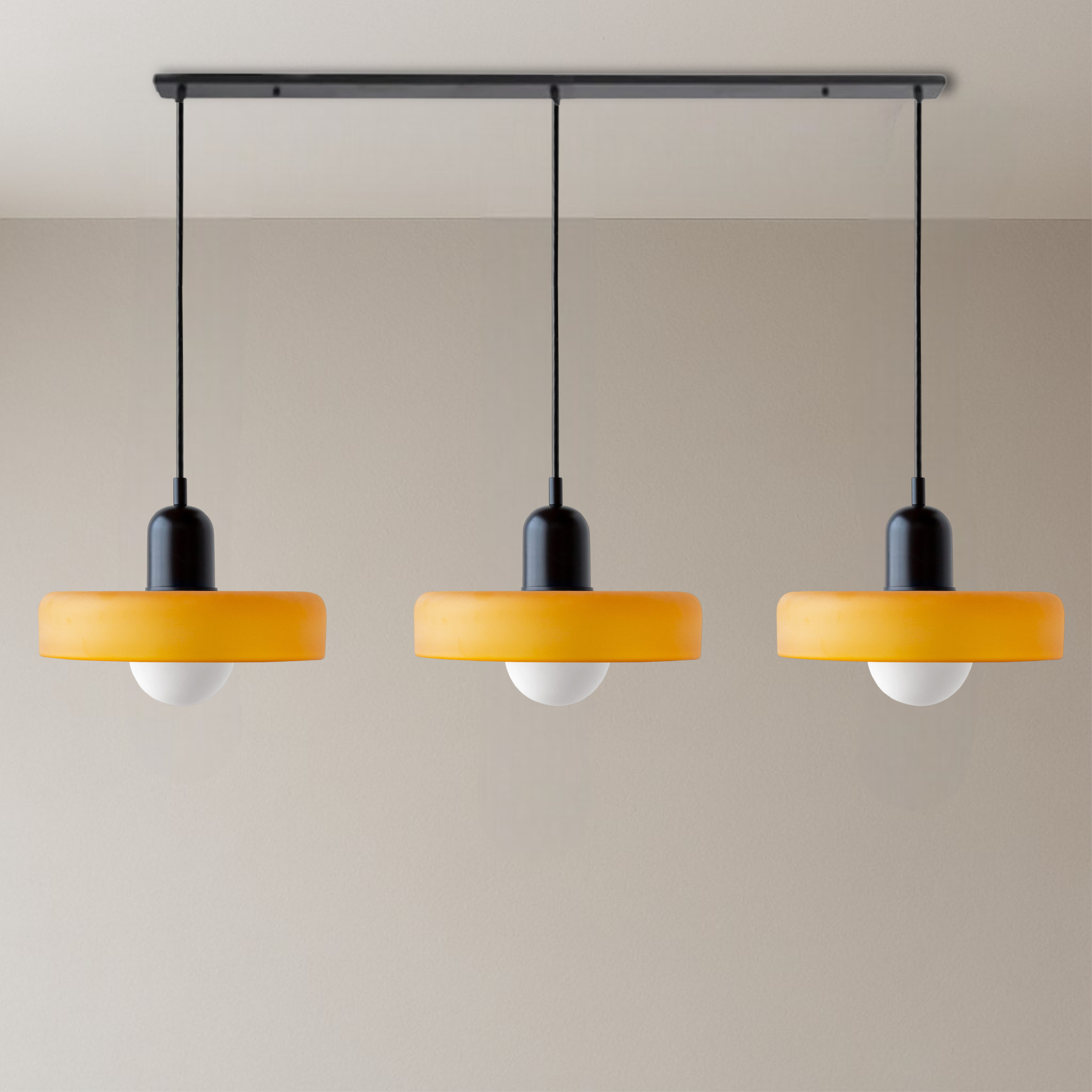 3 Head Bauhaus Colored Glass Pendant Light
