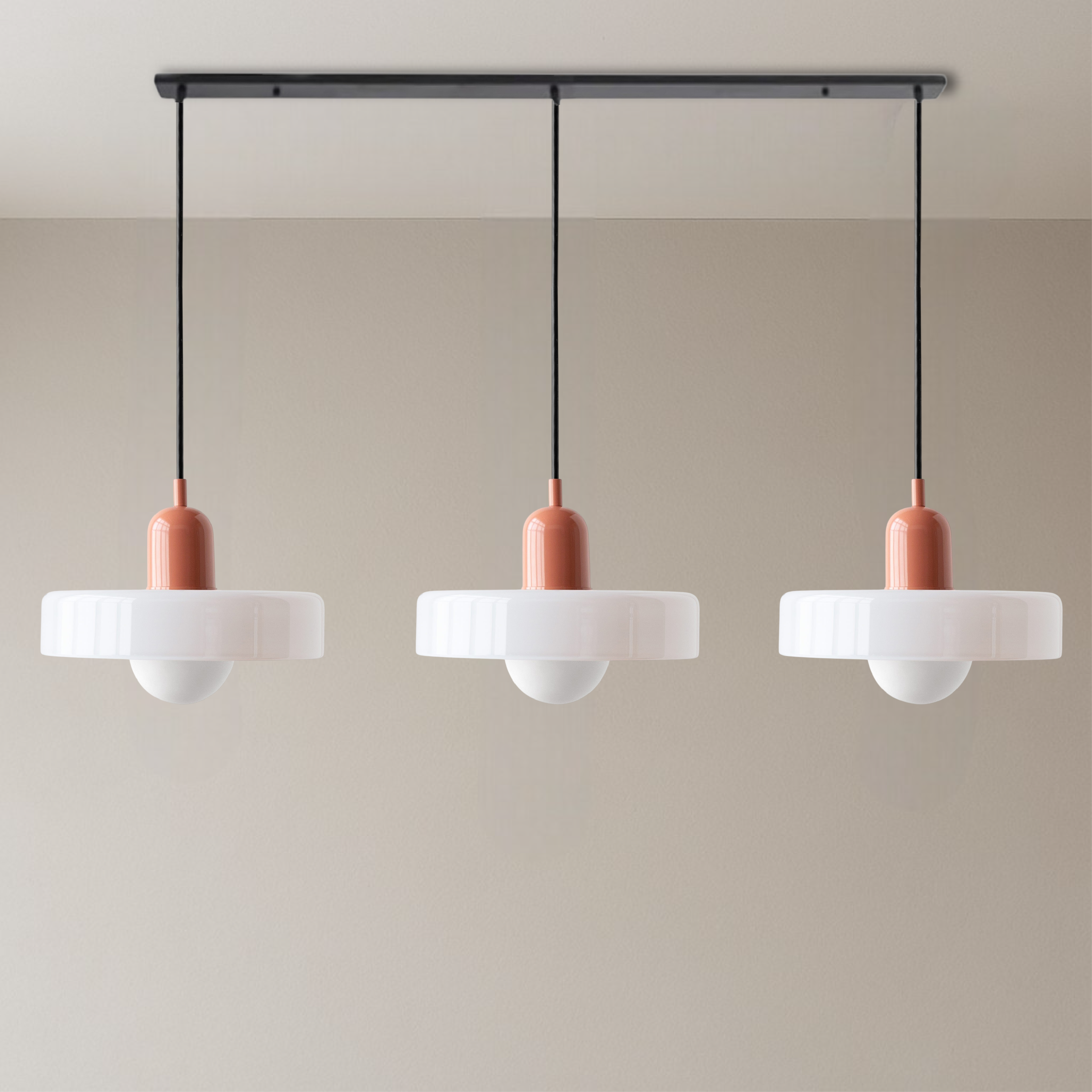 3 Head Bauhaus Colored Glass Pendant Light