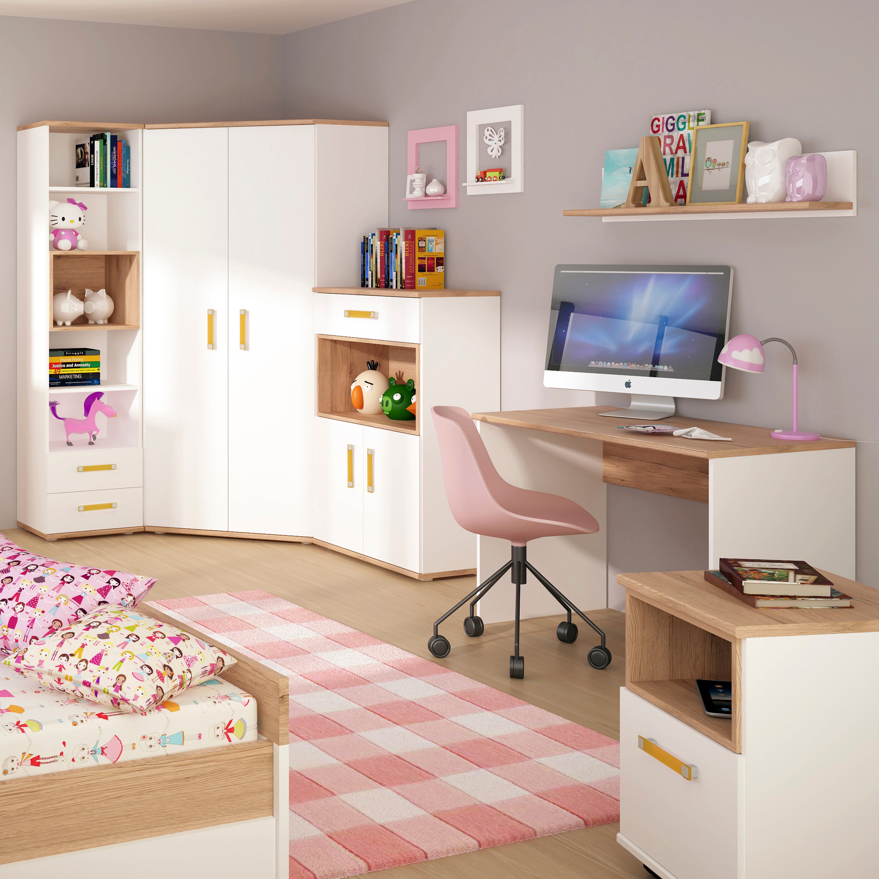 4KIDS 1 Door Desk Mobile with Orange Handles