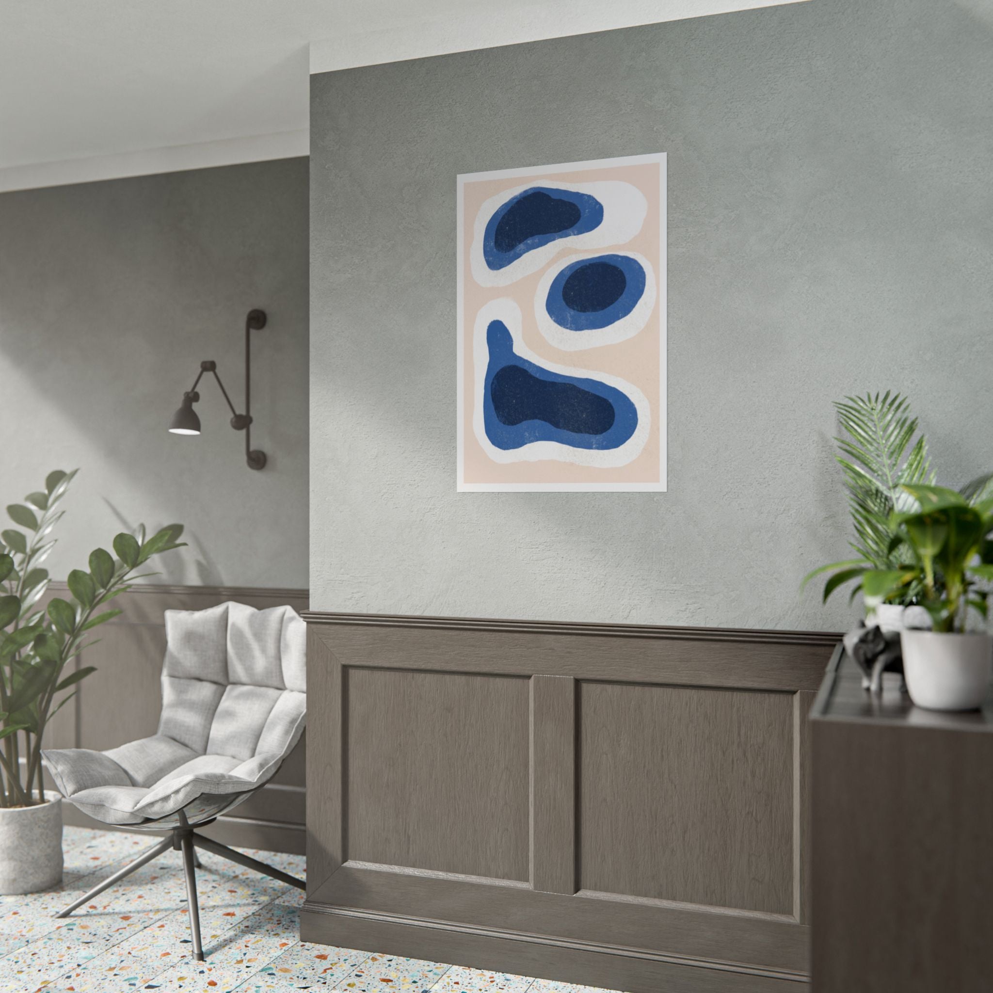 Indigo Tide Contours - Poster
