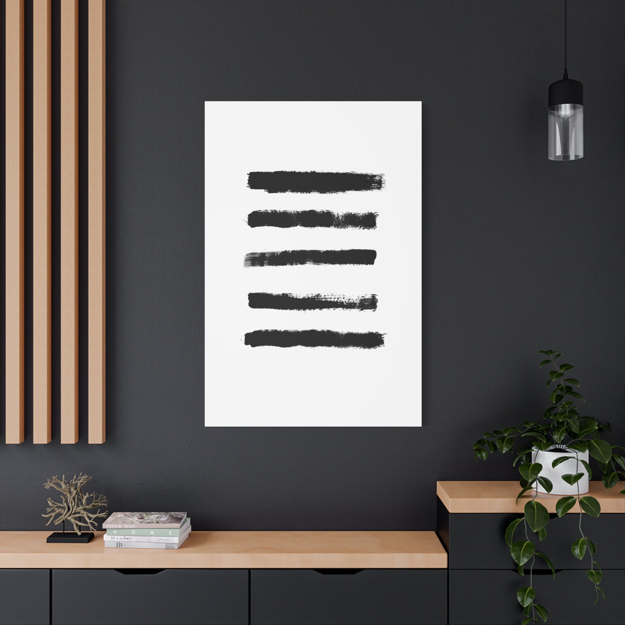 Obsidian Silence Strokes - Canvas