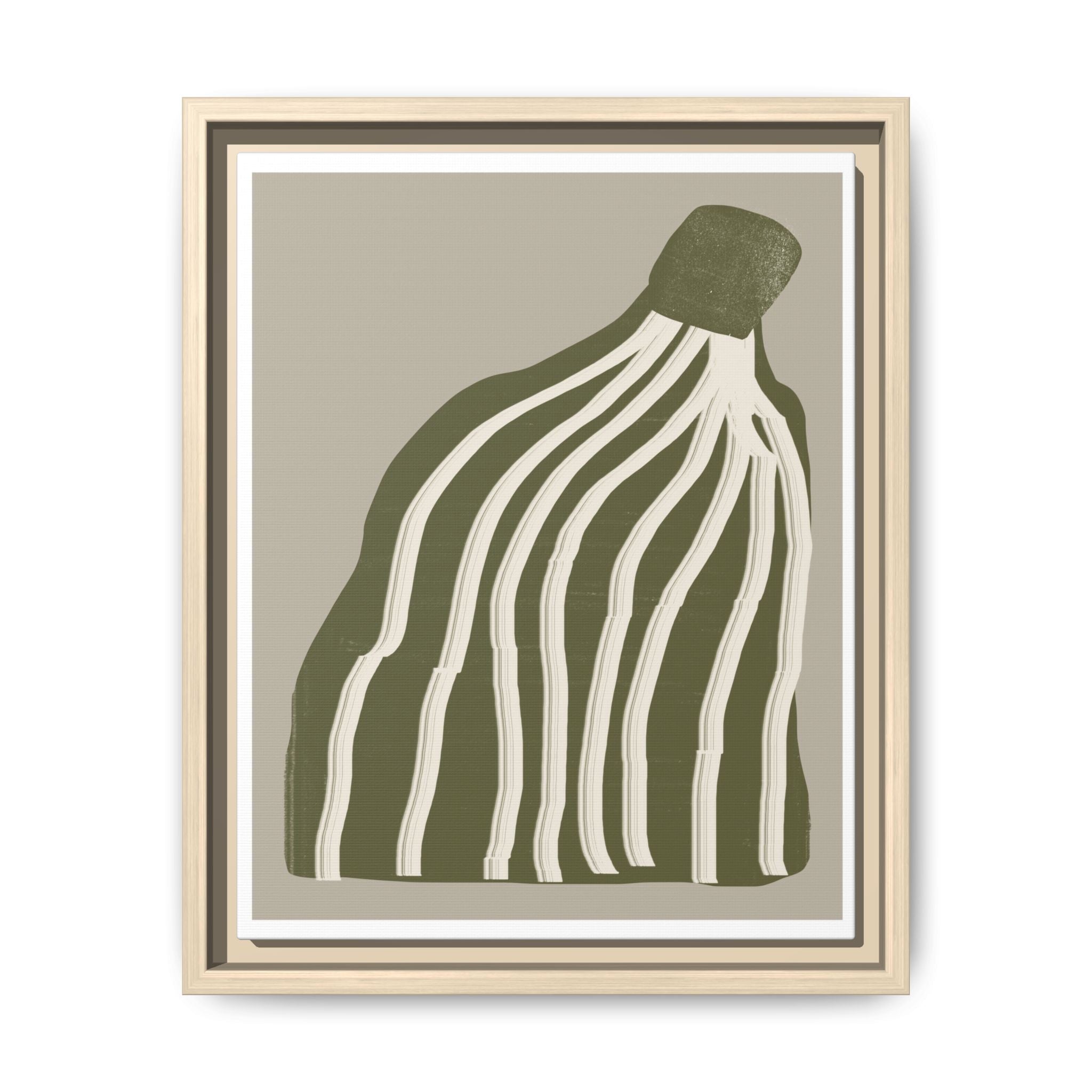 Olive Cascade Curves - Framed
