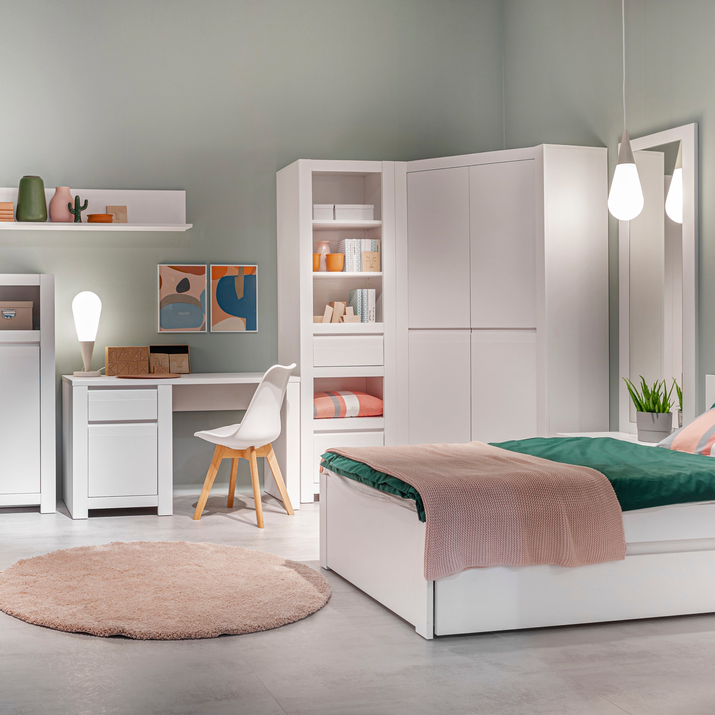 Novi 2 Drawer Bookcase in Alpine White