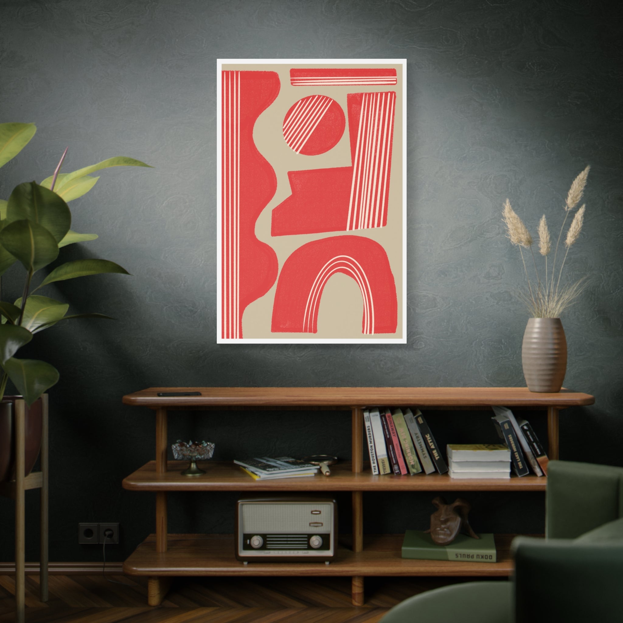 Crimson Rhythm Arches - Canvas