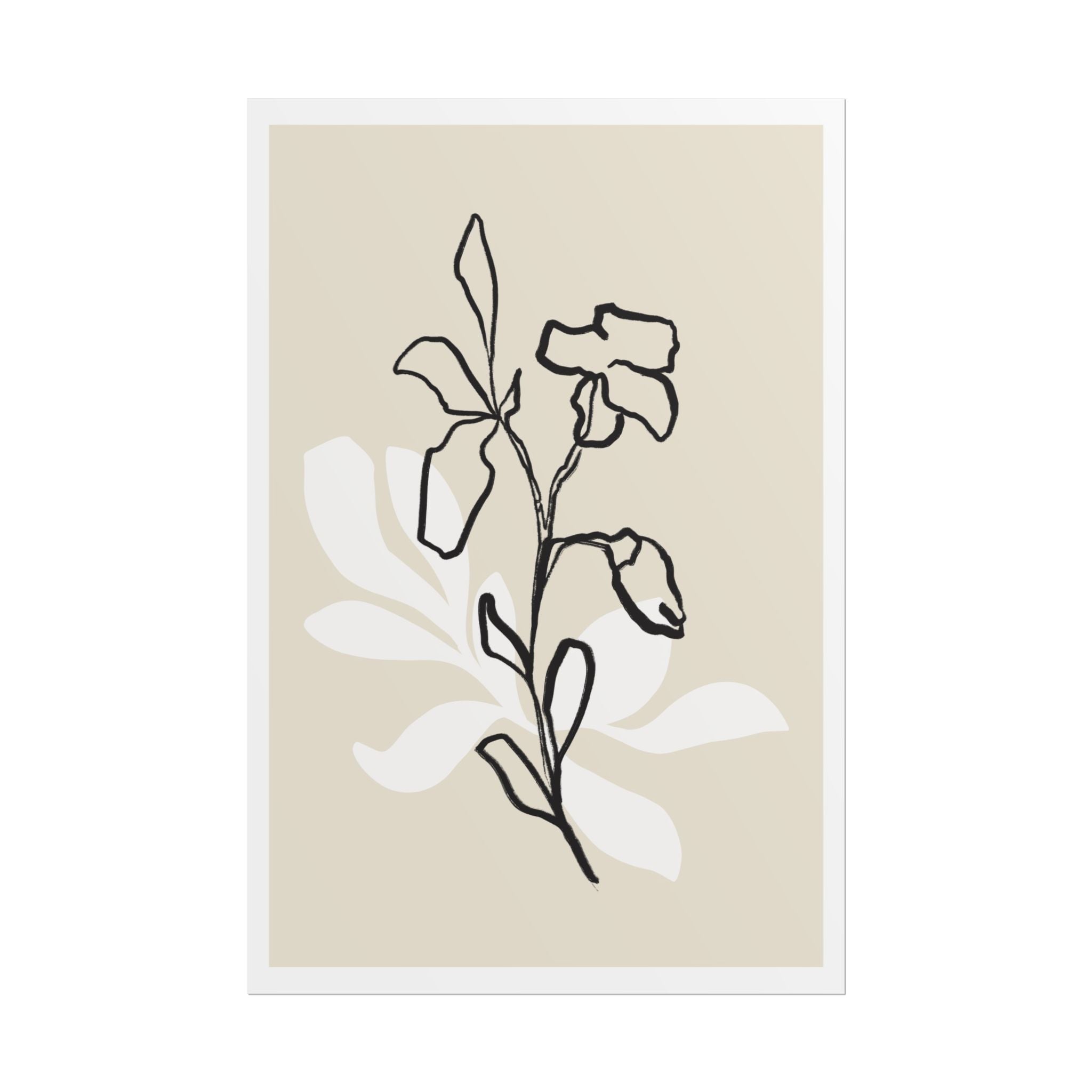 Ivory Bloom Whisper Lines - Poster