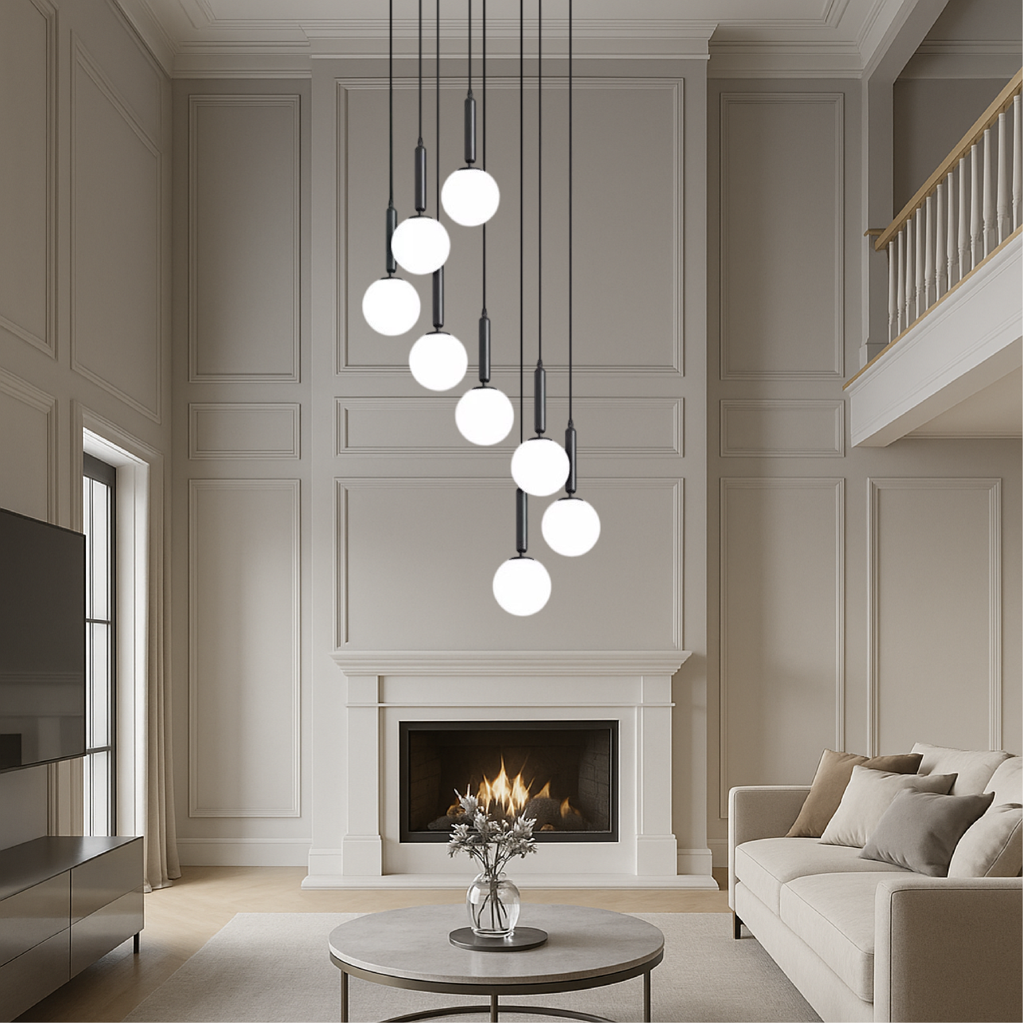 Evas Staircase Chandelier Black