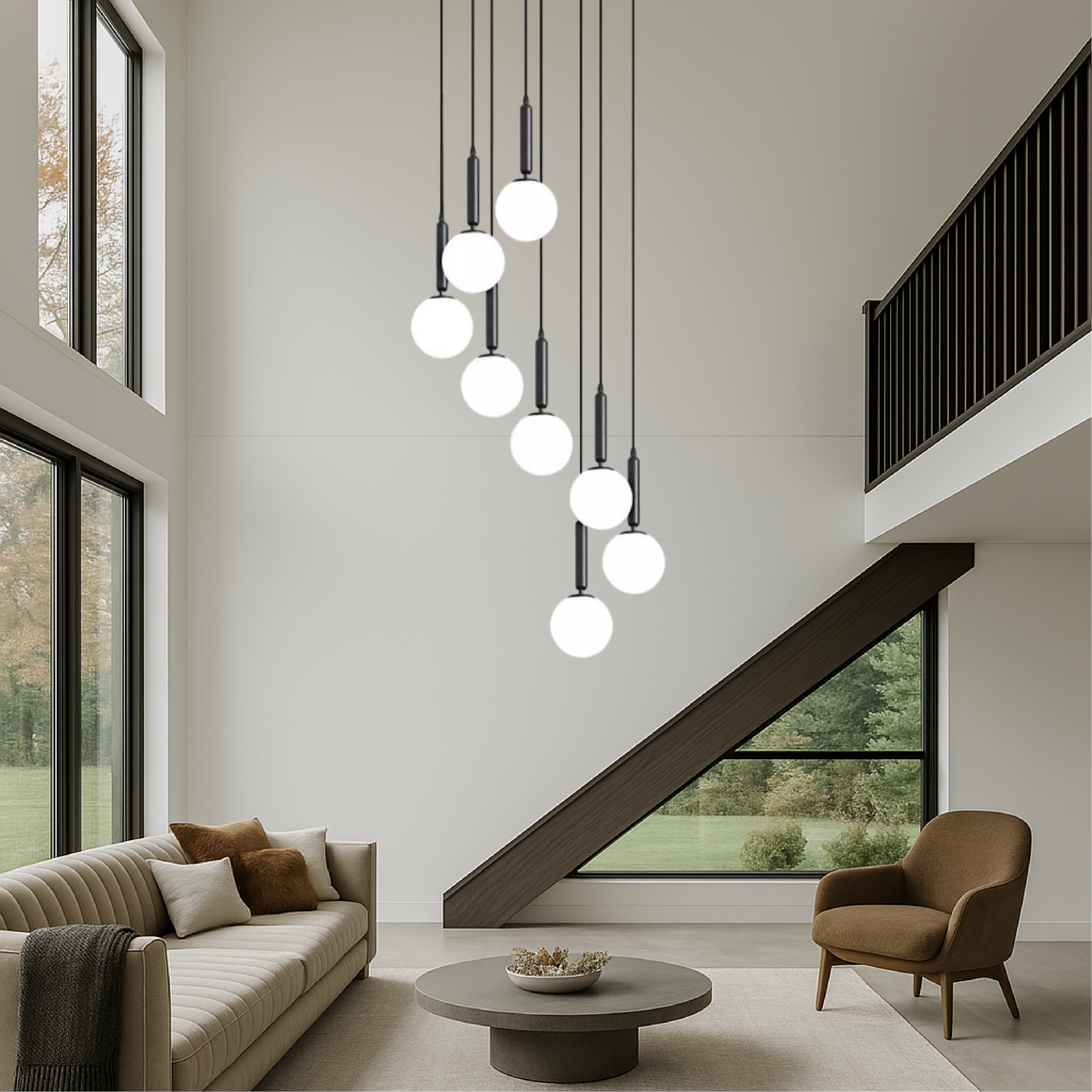 Evas Staircase Chandelier Black