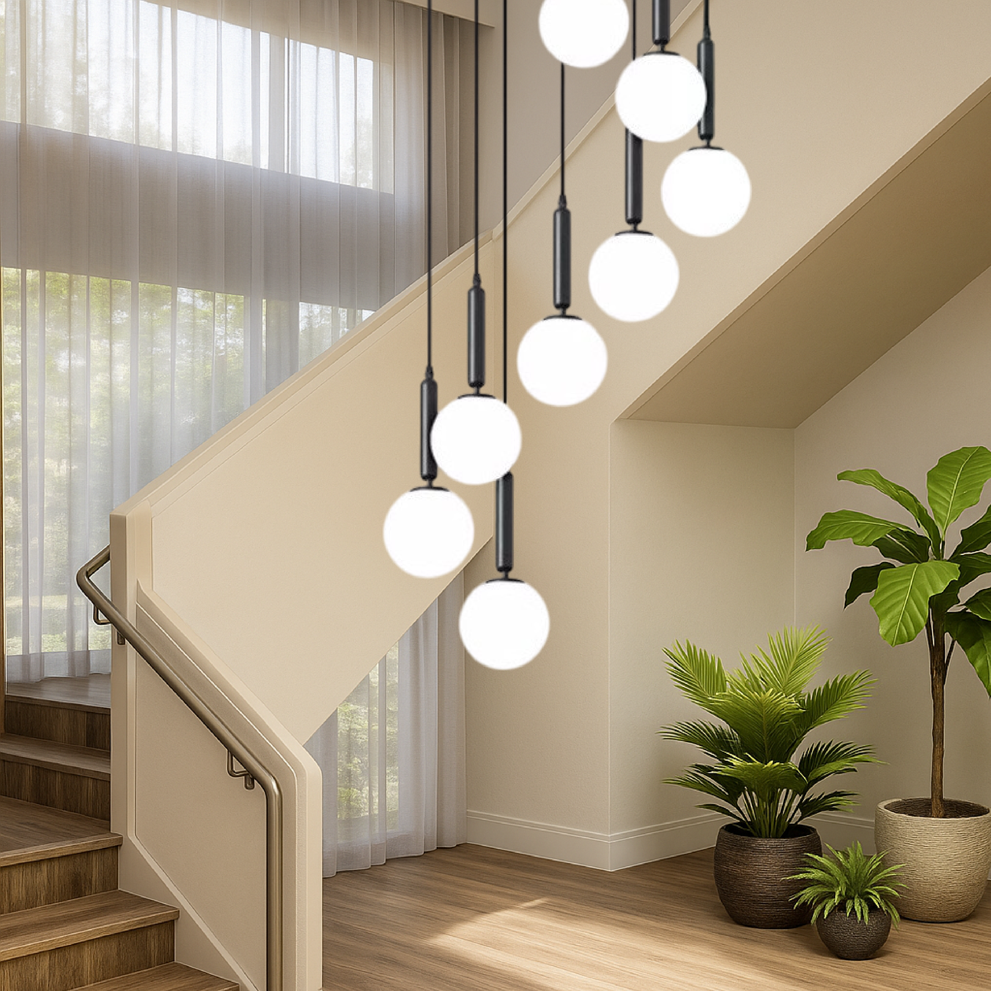Evas Staircase Chandelier Black