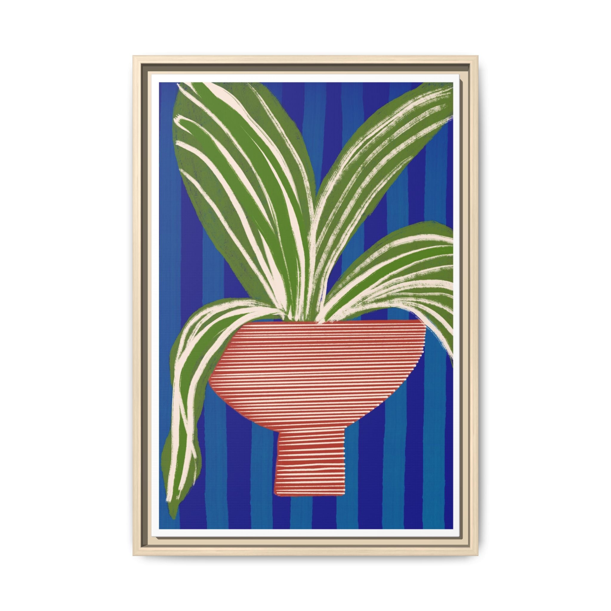 Cobalt Palm Contrast - Framed