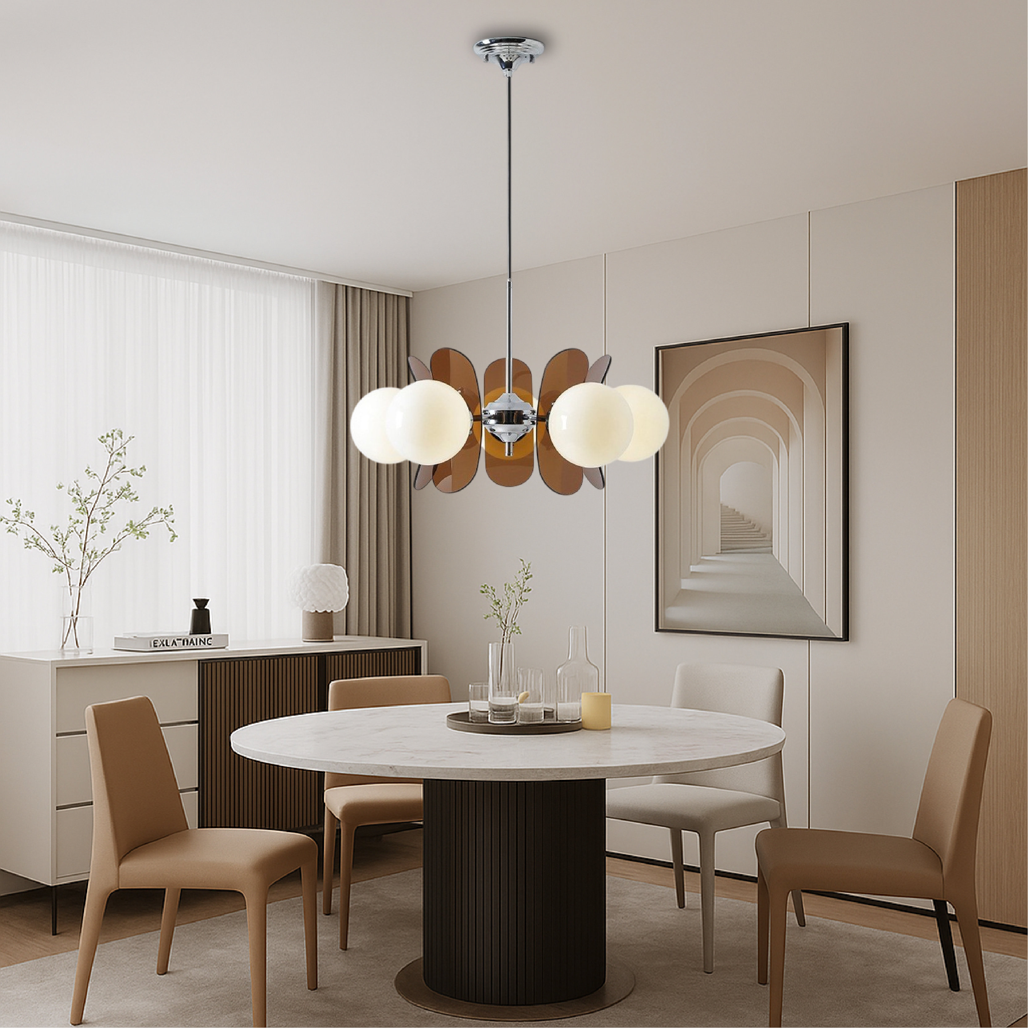 5 Head Bauhaus Chandelier