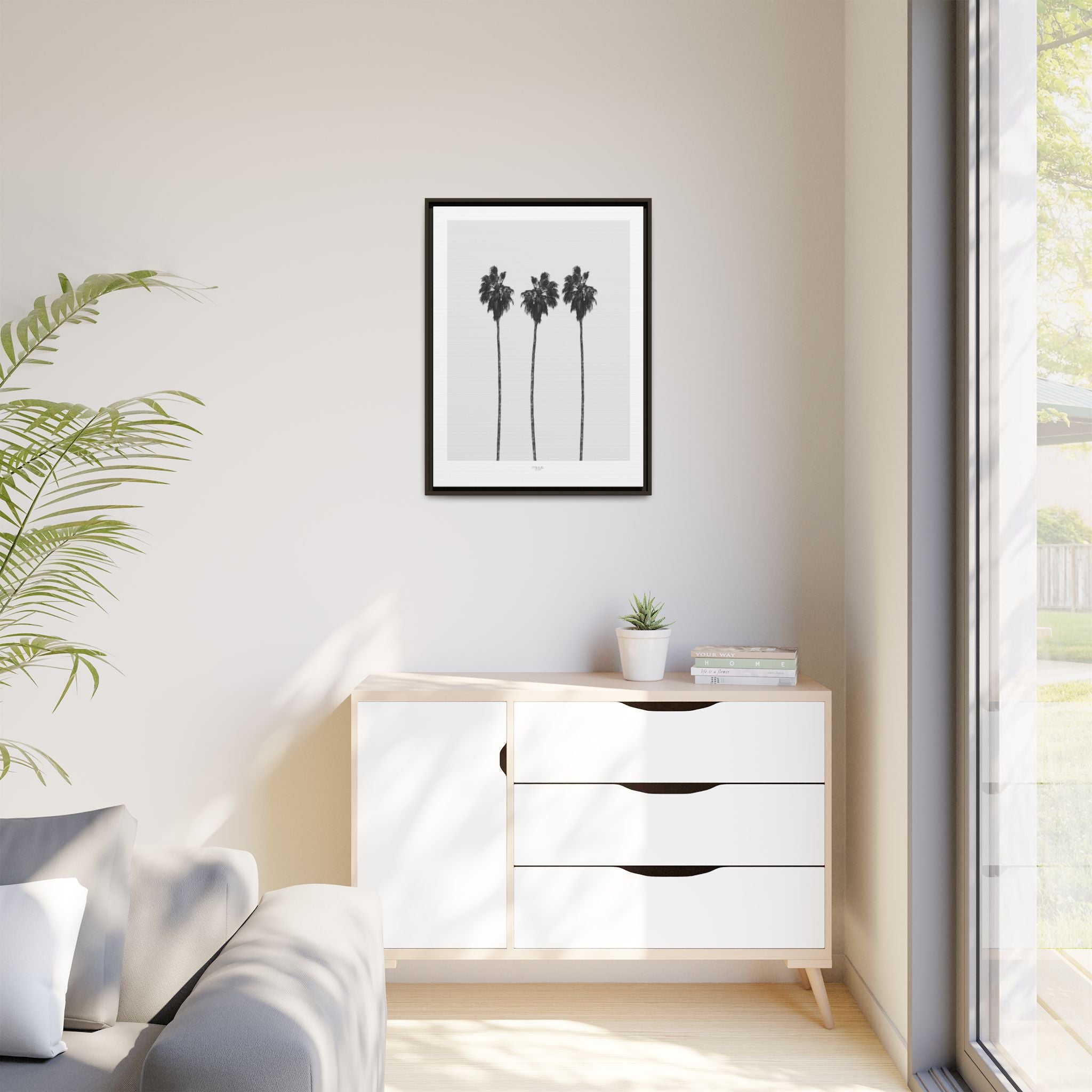Silver Coast Palm Trio - Framed