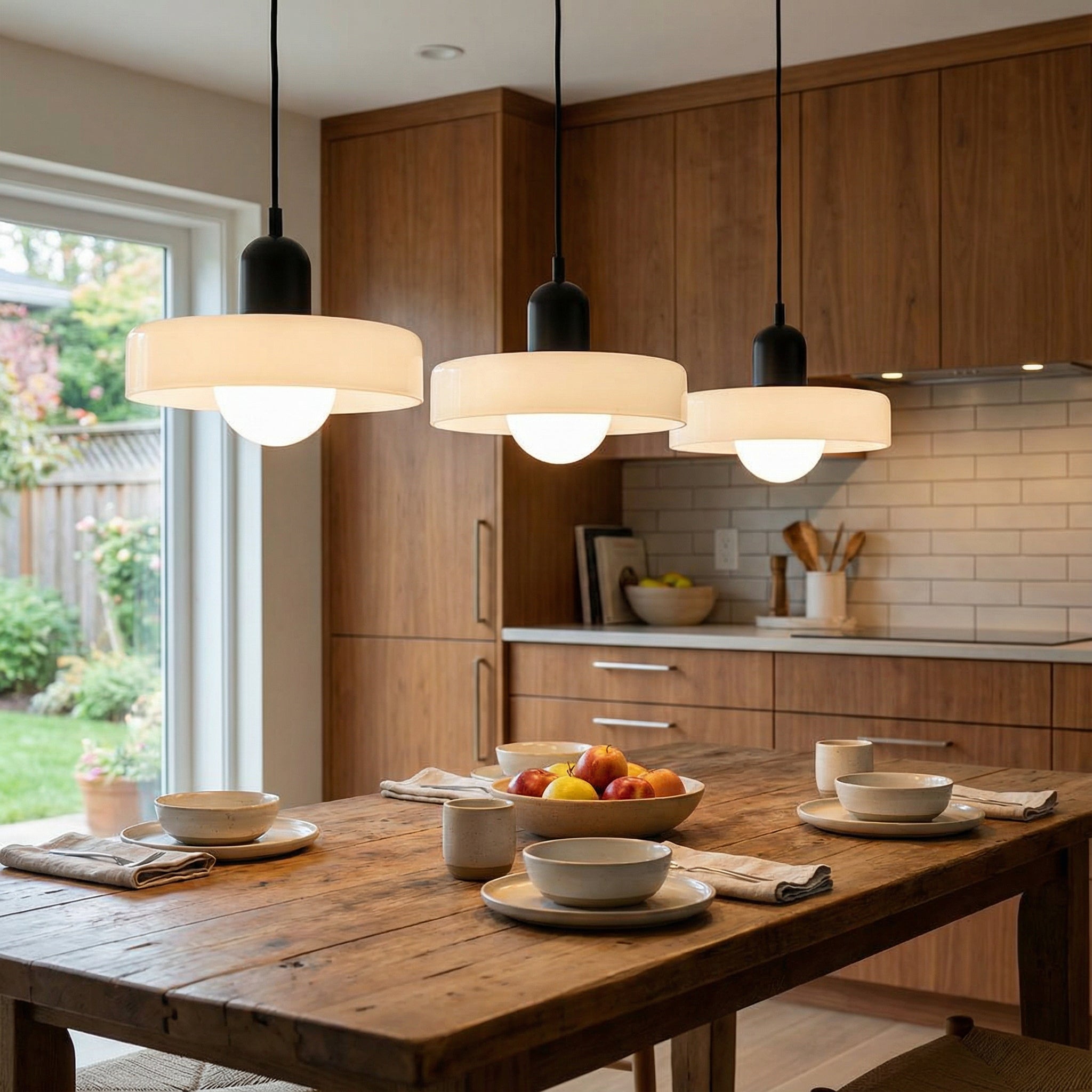3 Head Bauhaus Colored Glass Pendant Light