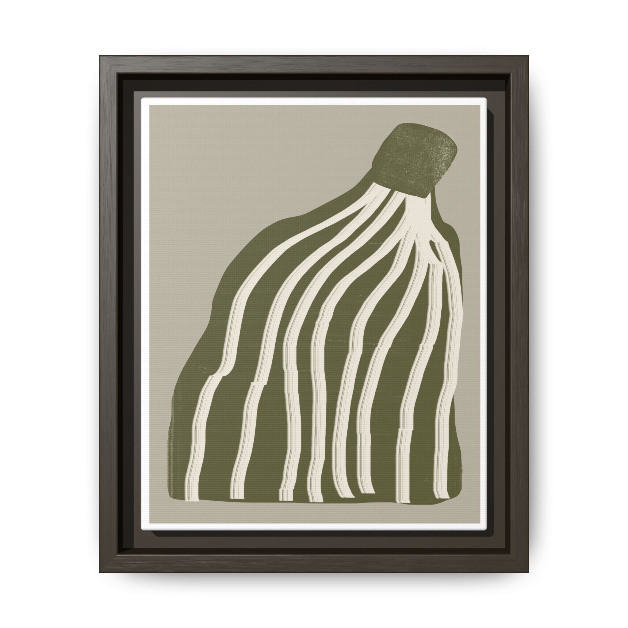 Olive Cascade Curves - Framed