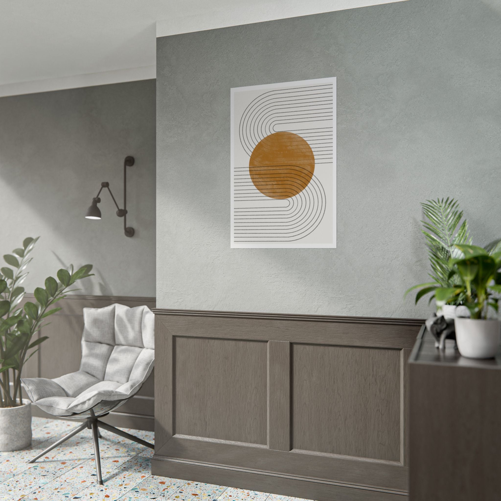 Amber Orbit Lines - Poster
