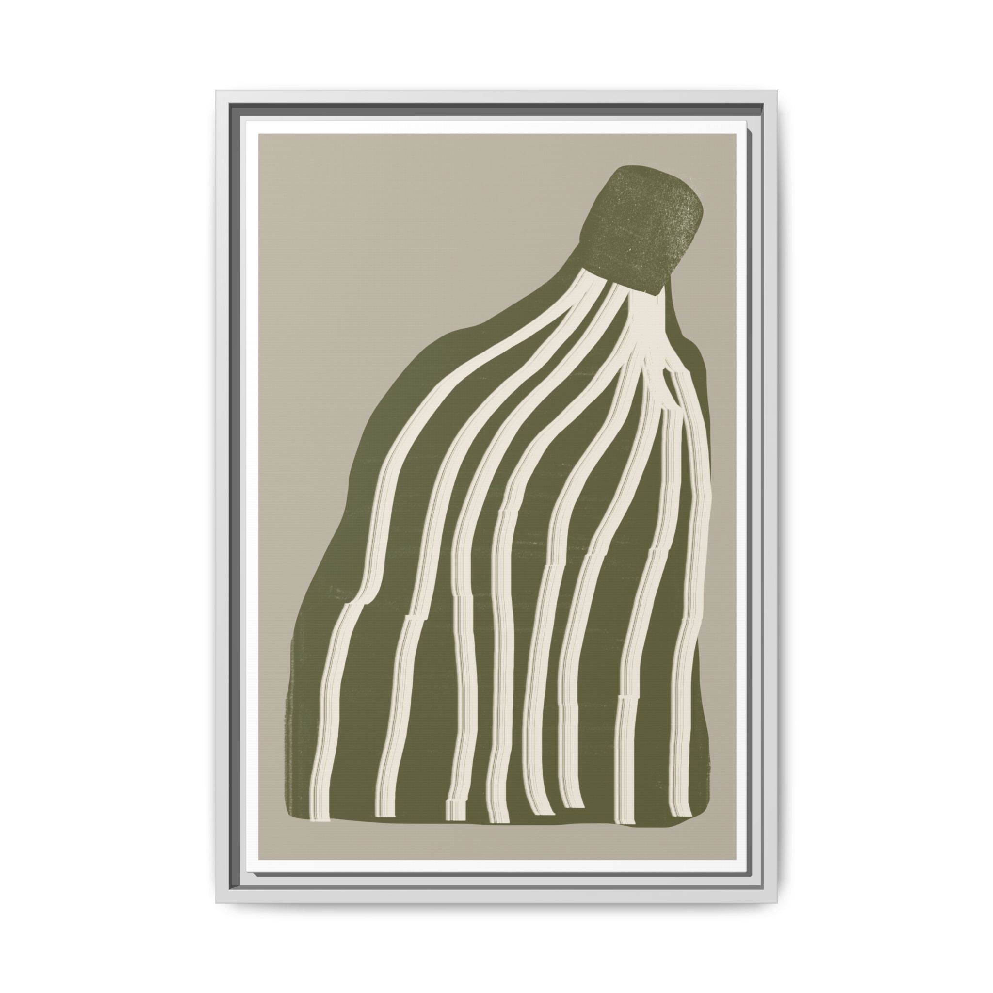 Olive Cascade Curves - Framed