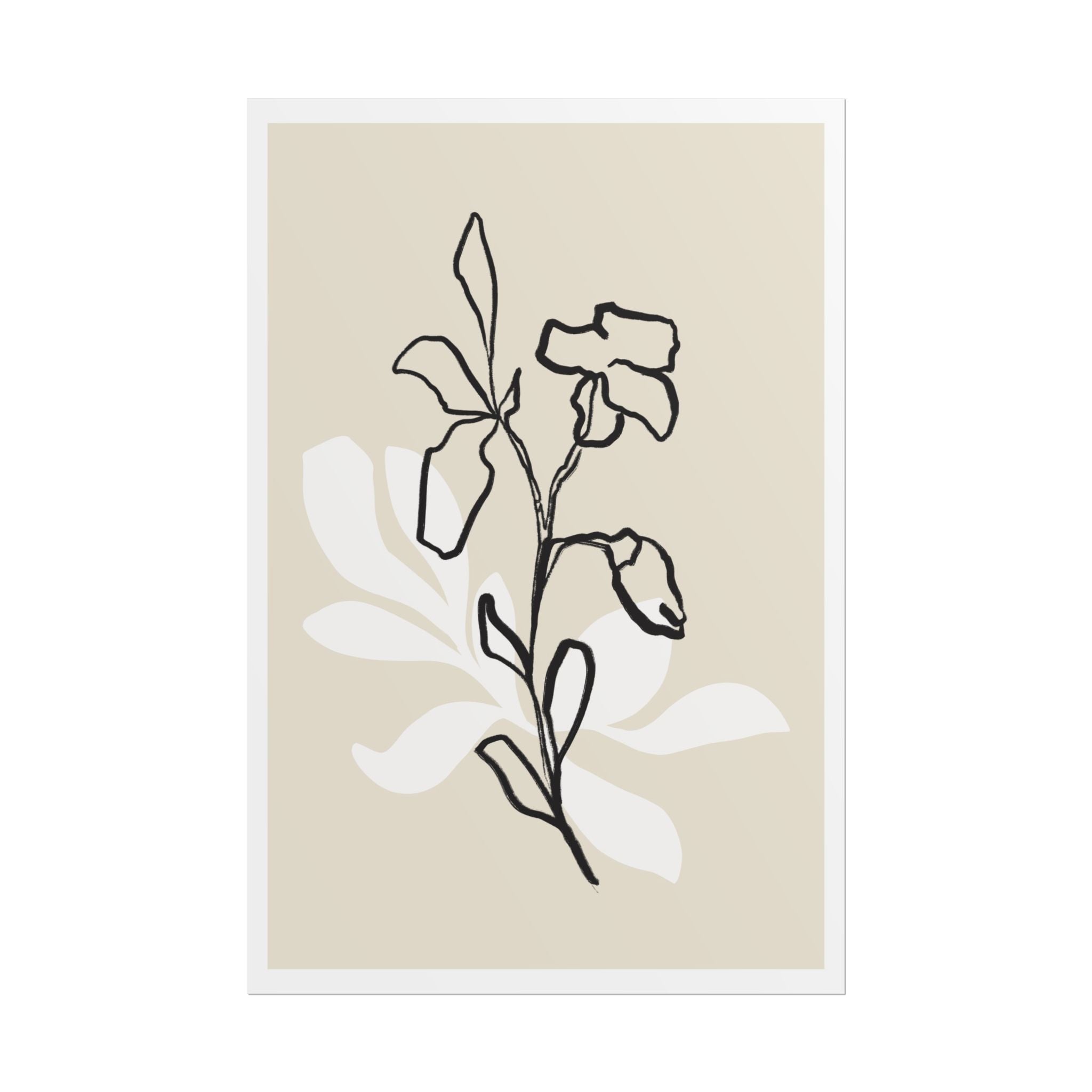 Ivory Bloom Whisper Lines - Poster