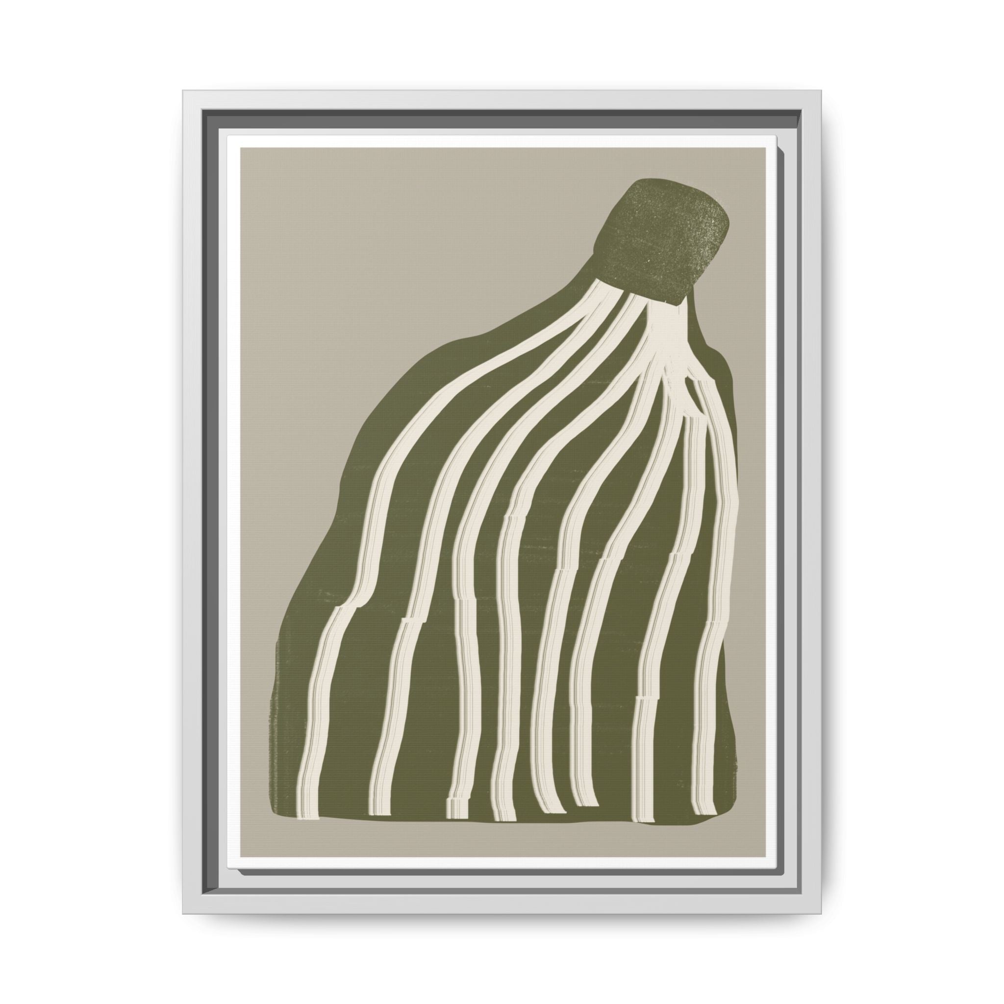 Olive Cascade Curves - Framed