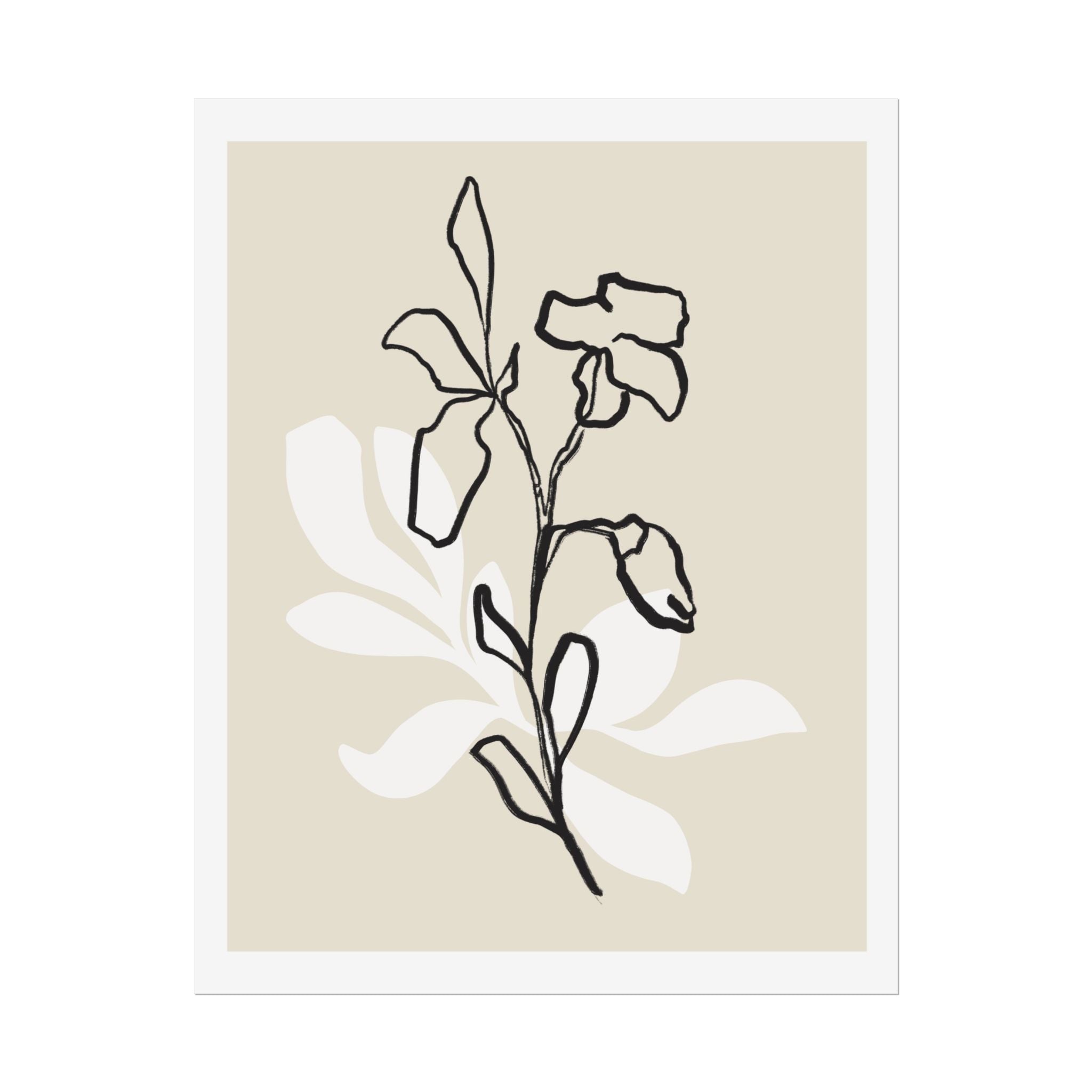 Ivory Bloom Whisper Lines - Poster