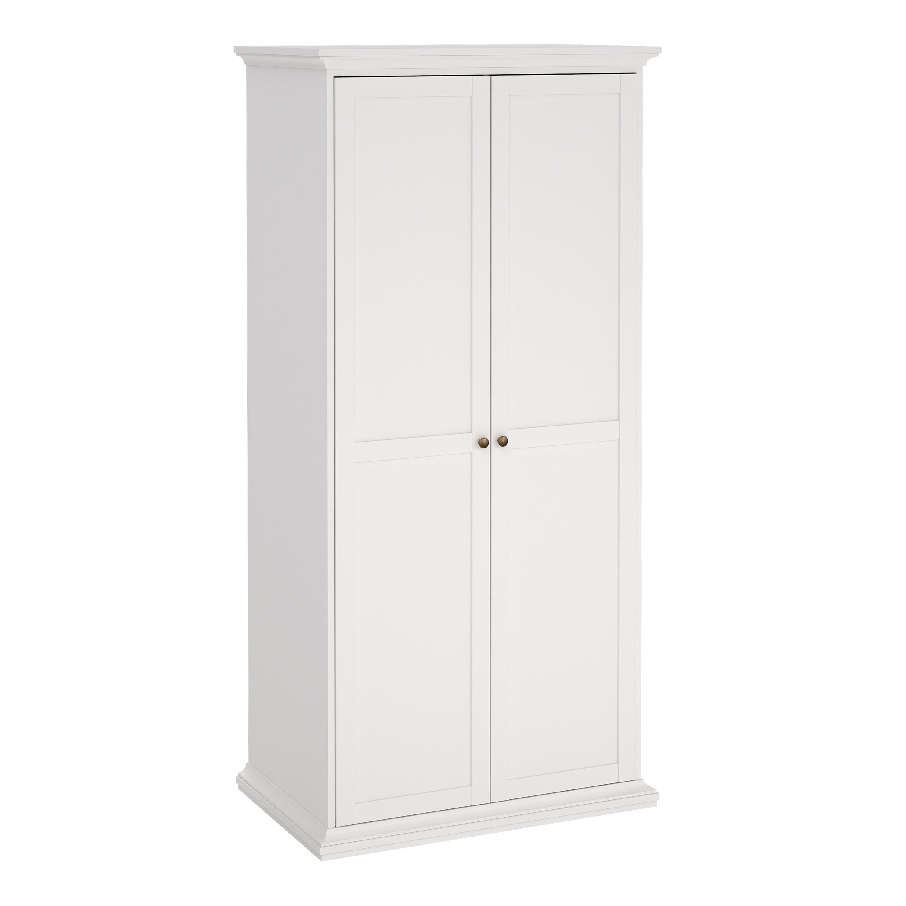 Paris Package - Bedside 2 Drawers + Chest of 4 Drawers + Wardrobe with 2 Doors White