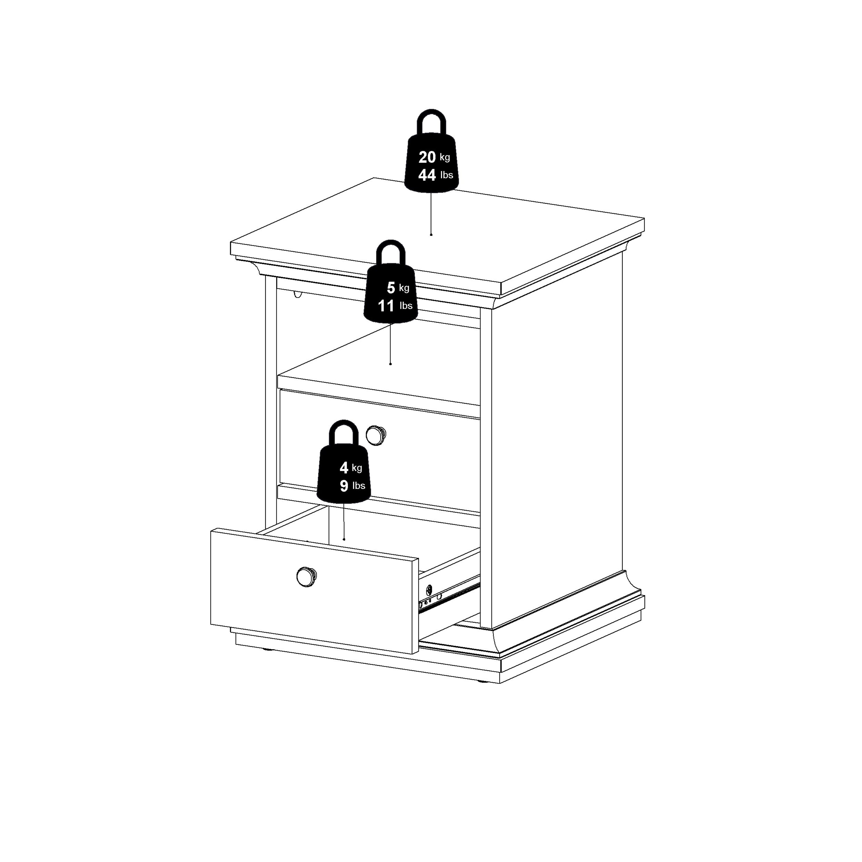 Paris Bedside 2 Drawers in White