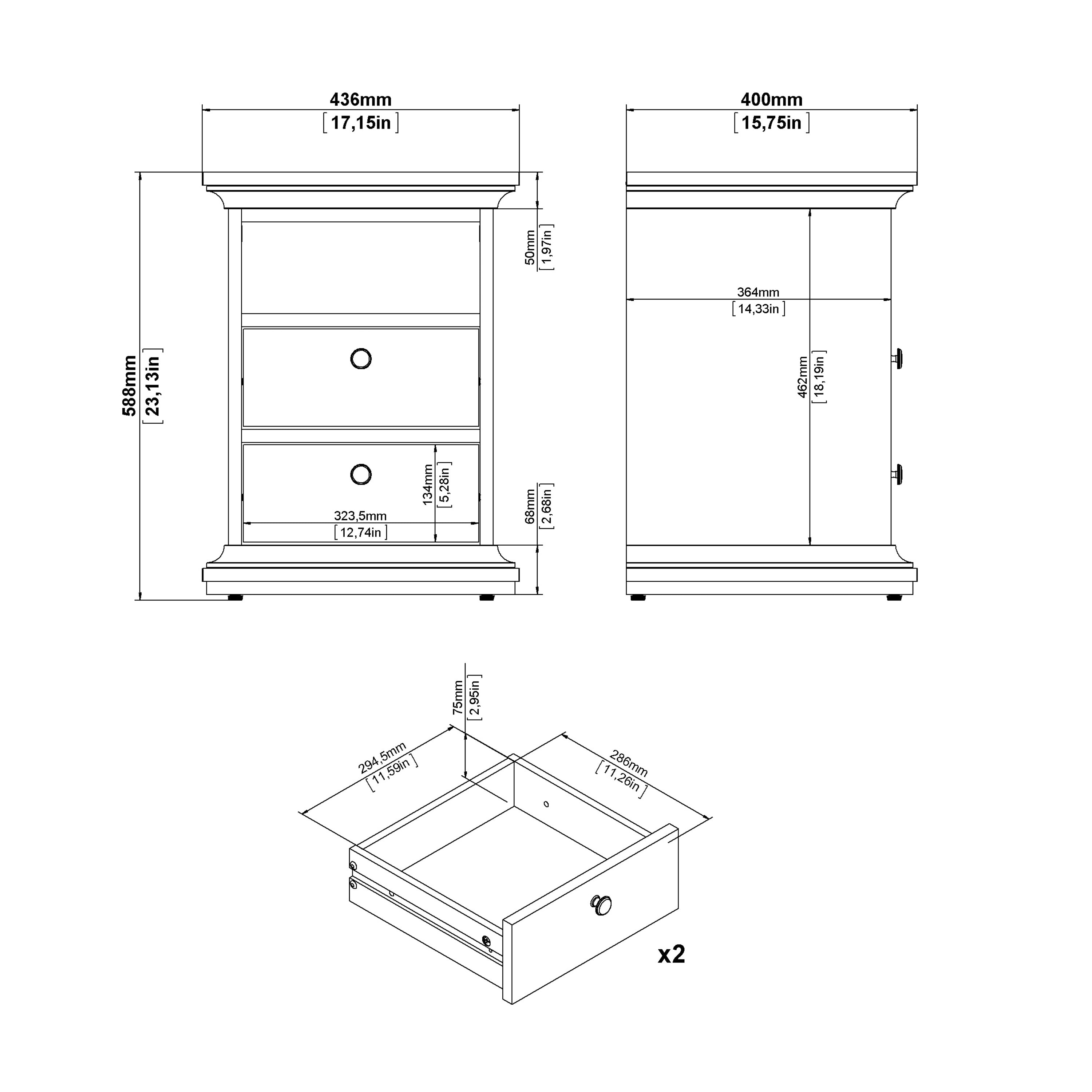 Paris Wardrobe with 4 Doors and 2 Drawers in Matt Grey