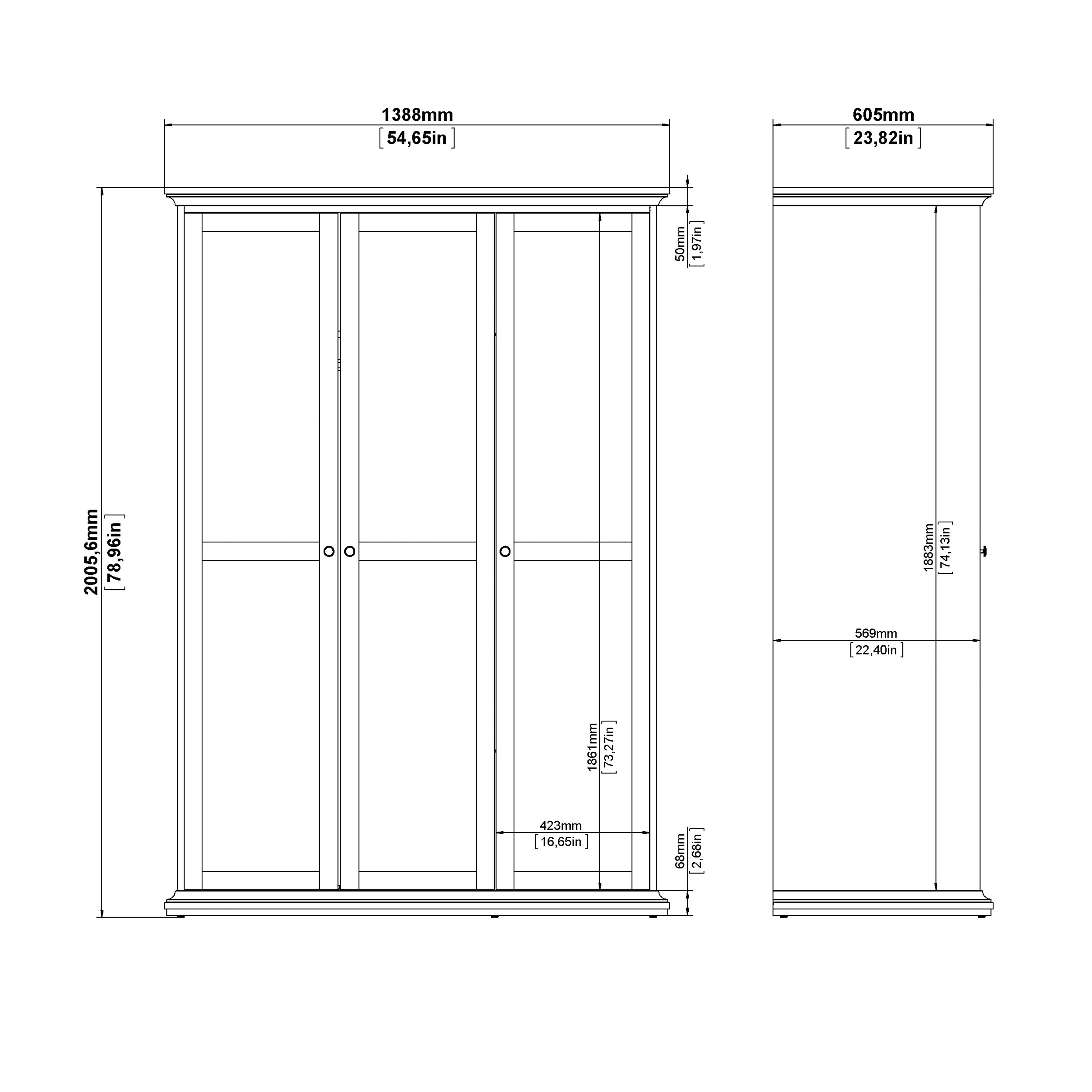 Paris Wardrobe with 2 Doors in Matt Grey