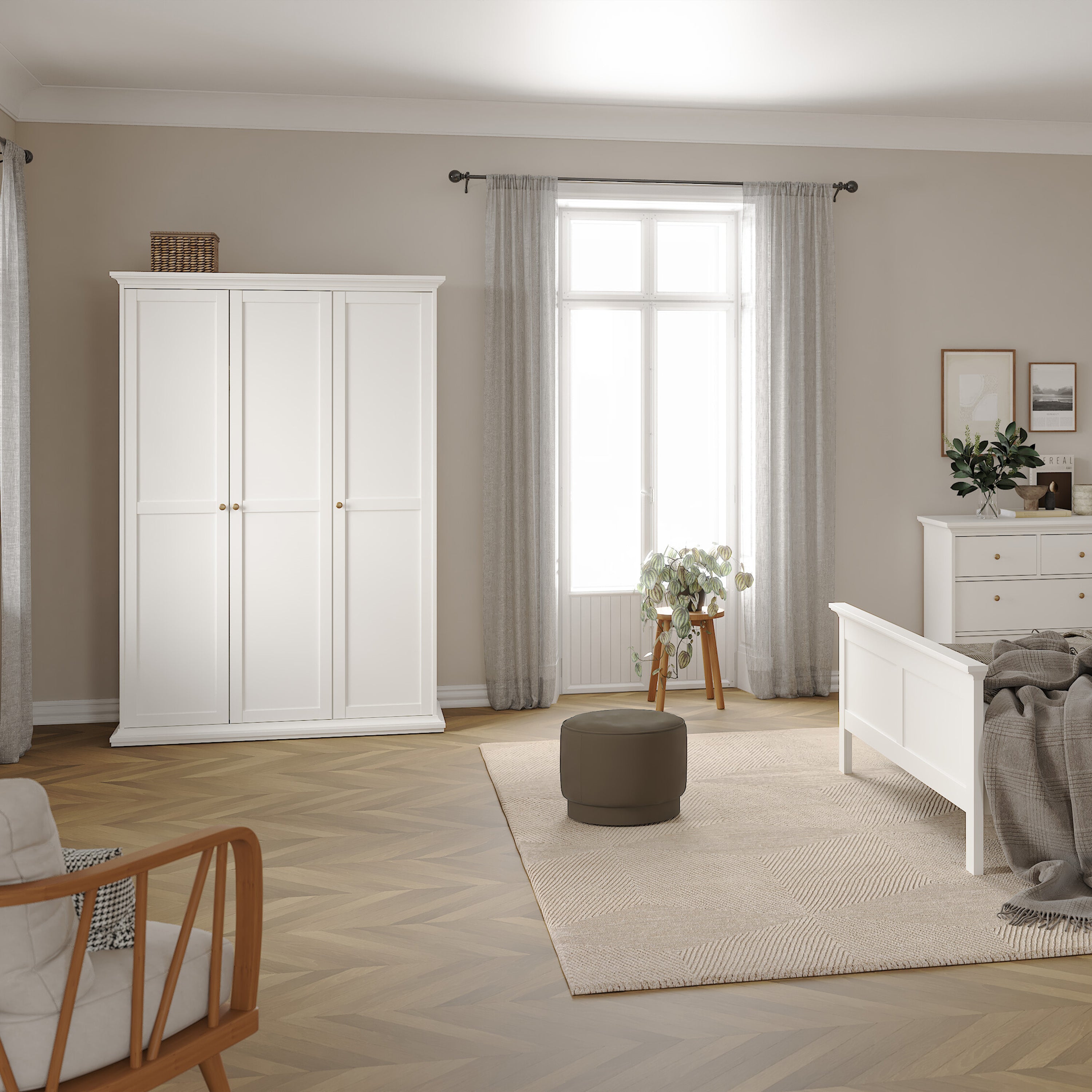 Paris Wardrobe with 3 Doors in White