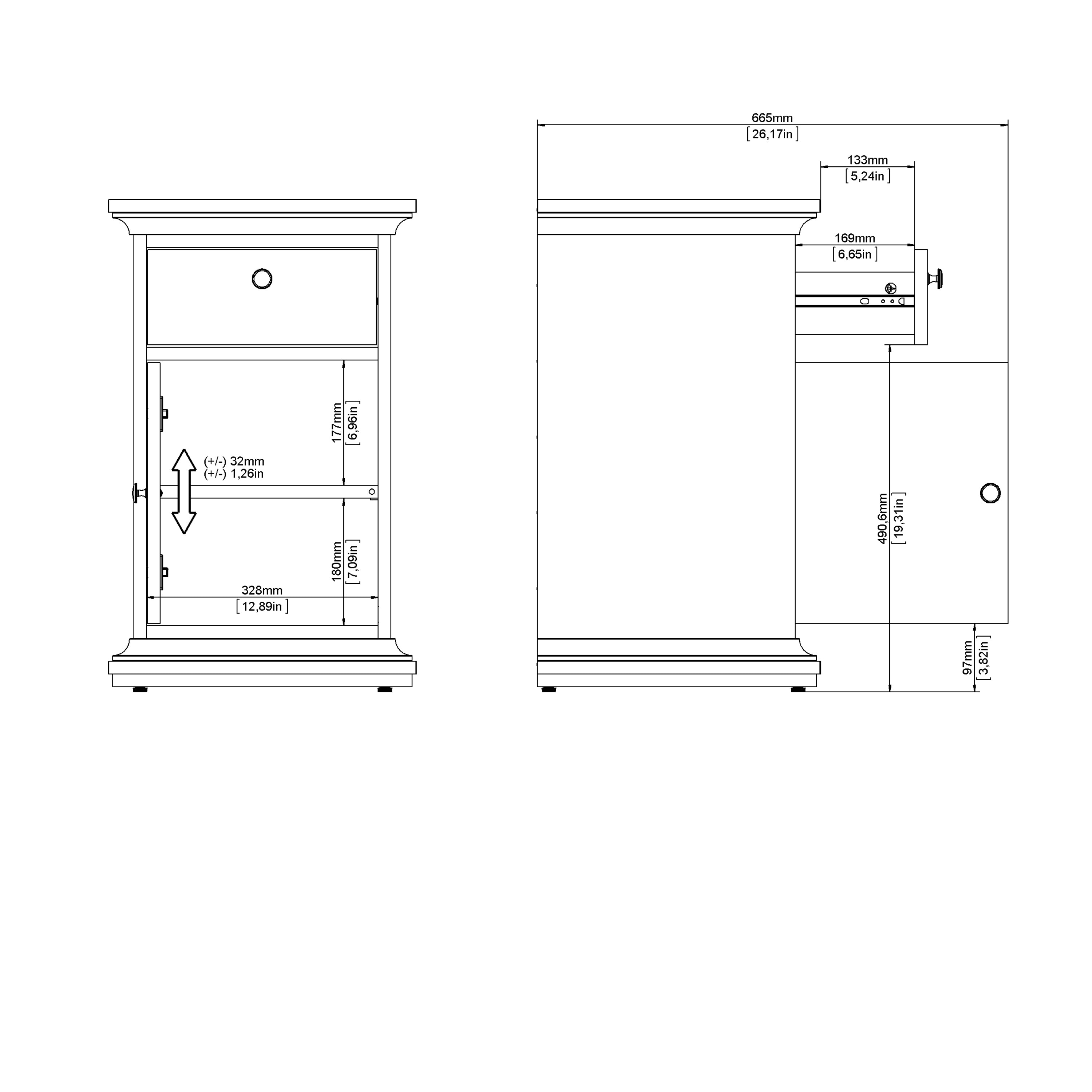 Paris TV-unit 2 frame Doors in White