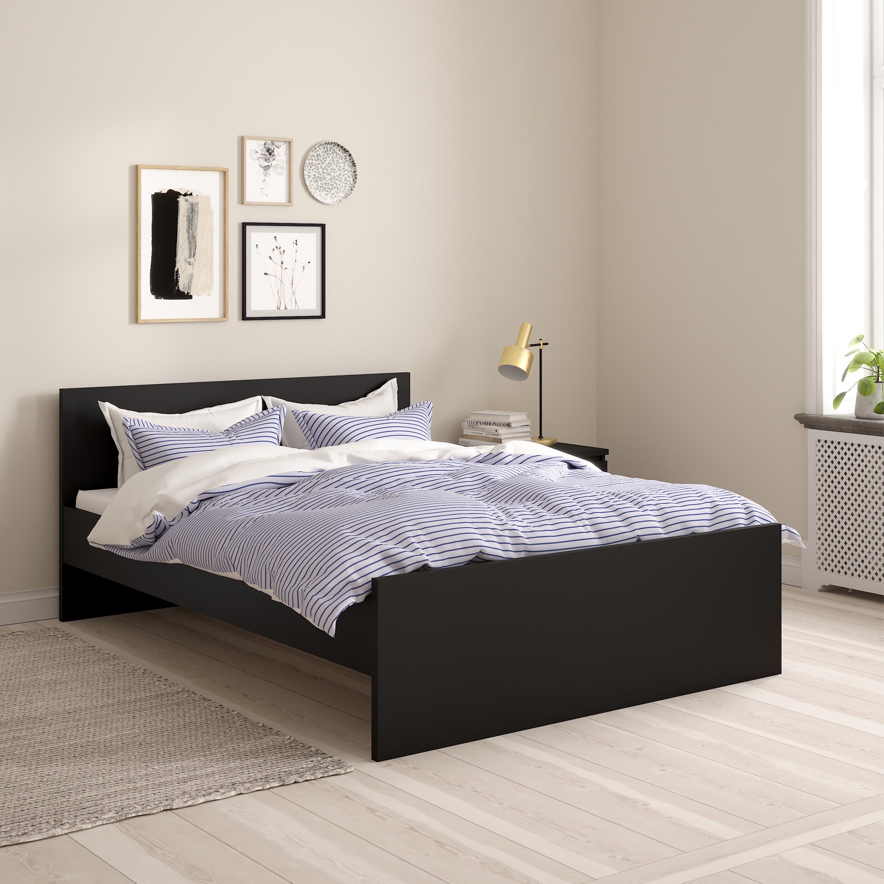 Naia Double Bed 4ft6 (140 x 190) in Black Matt