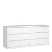 Naia Wide Chest of 6 Drawers (3+3) in White High Gloss