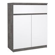 Naia Sideboard 1 Drawer 2 Doors in Concrete and White High Gloss