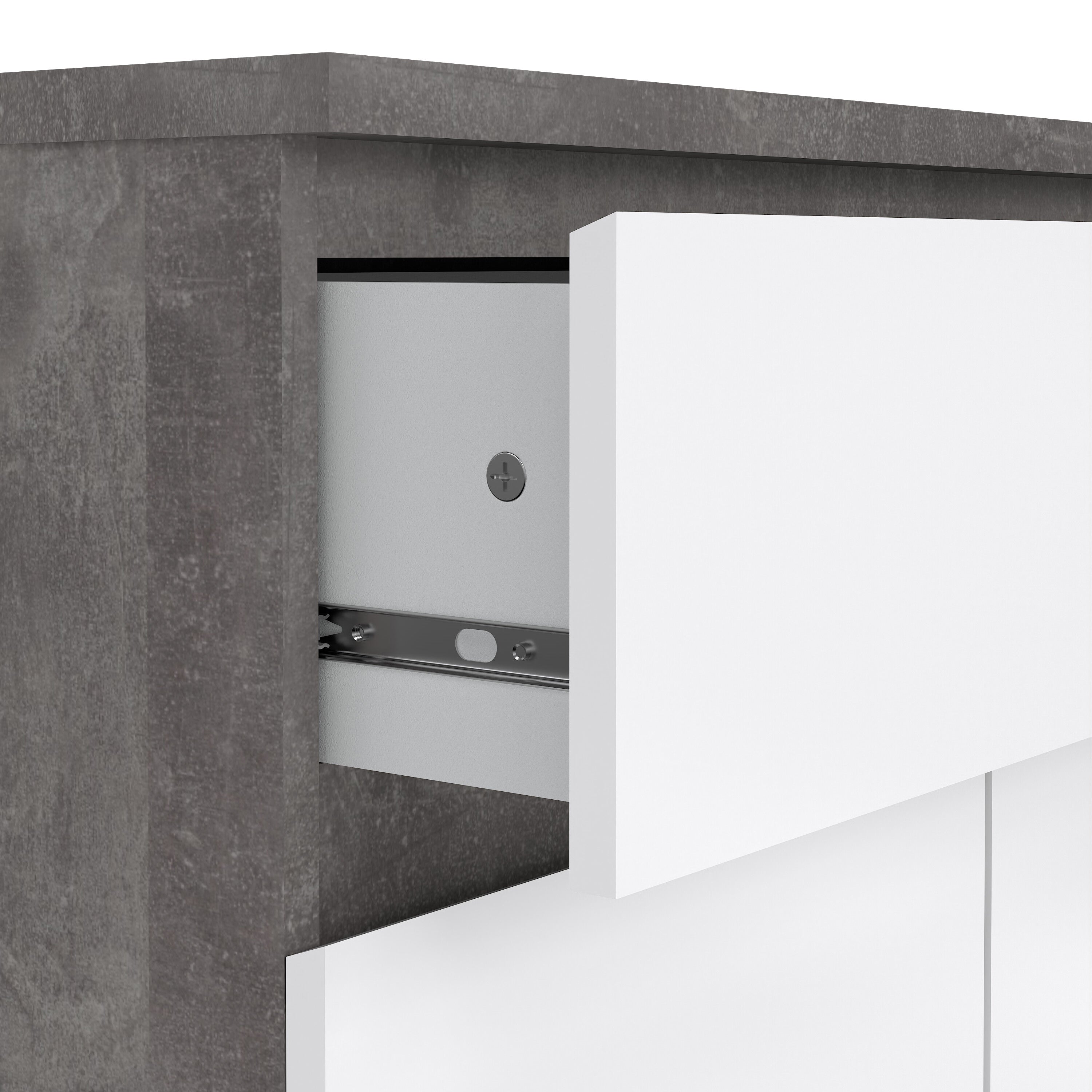 Naia Sideboard 1 Drawer 2 Doors in Concrete and White High Gloss