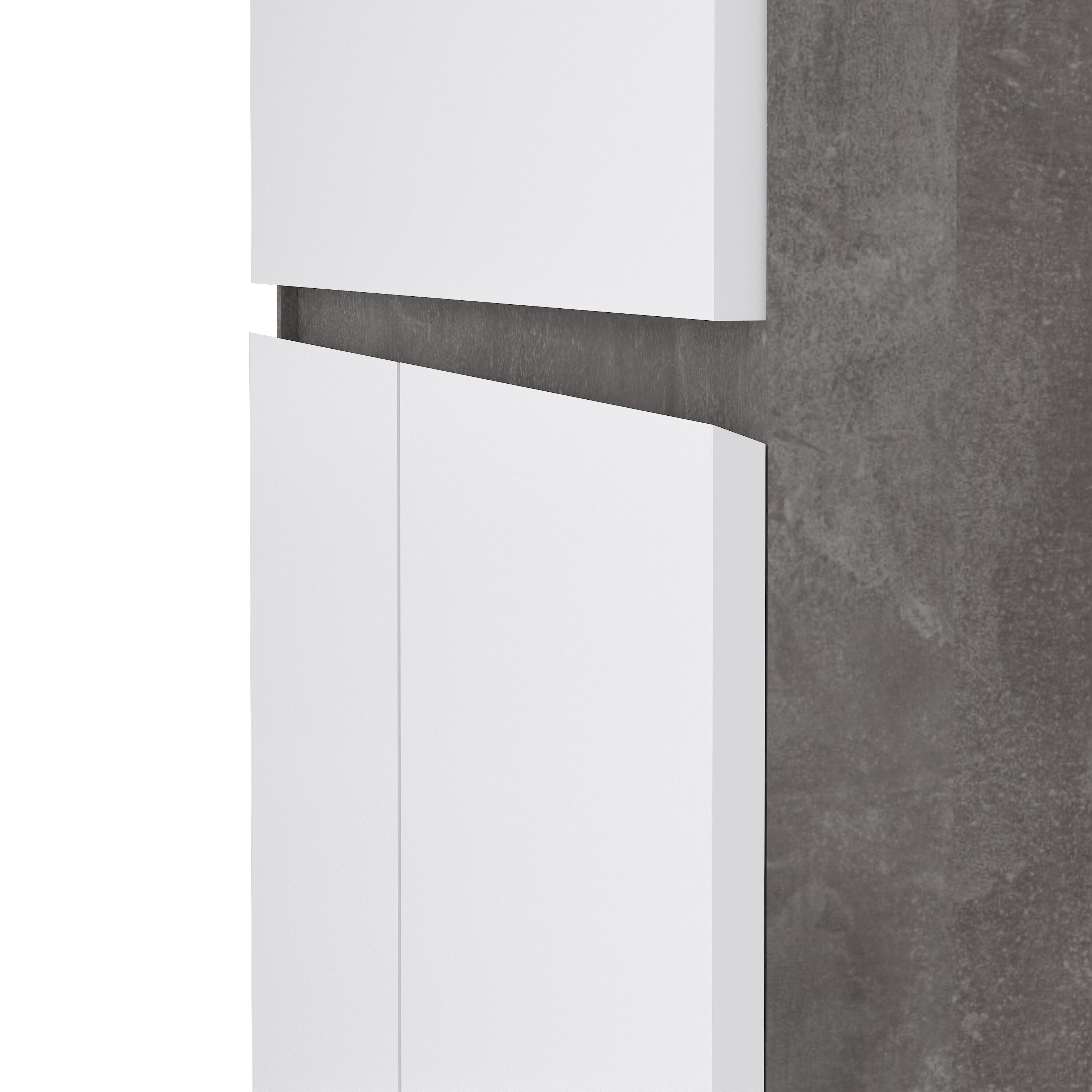 Naia Sideboard 1 Drawer 2 Doors in Concrete and White High Gloss