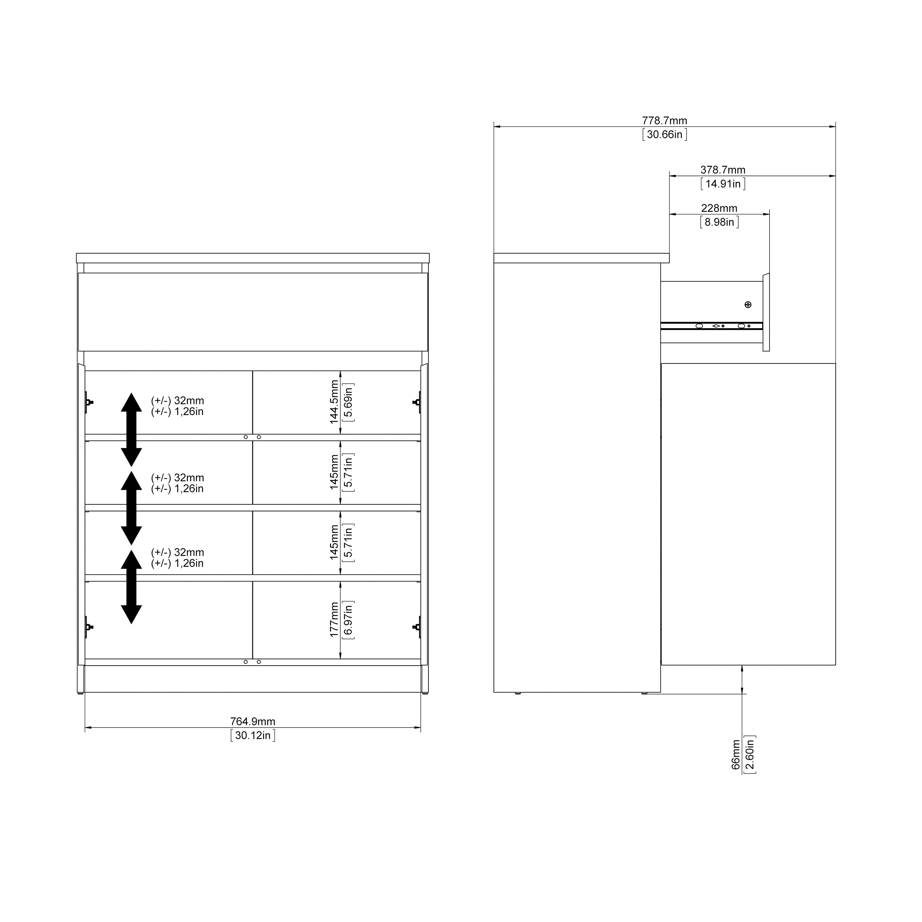 Naia Sideboard 1 Drawer 2 Doors in Concrete and White High Gloss