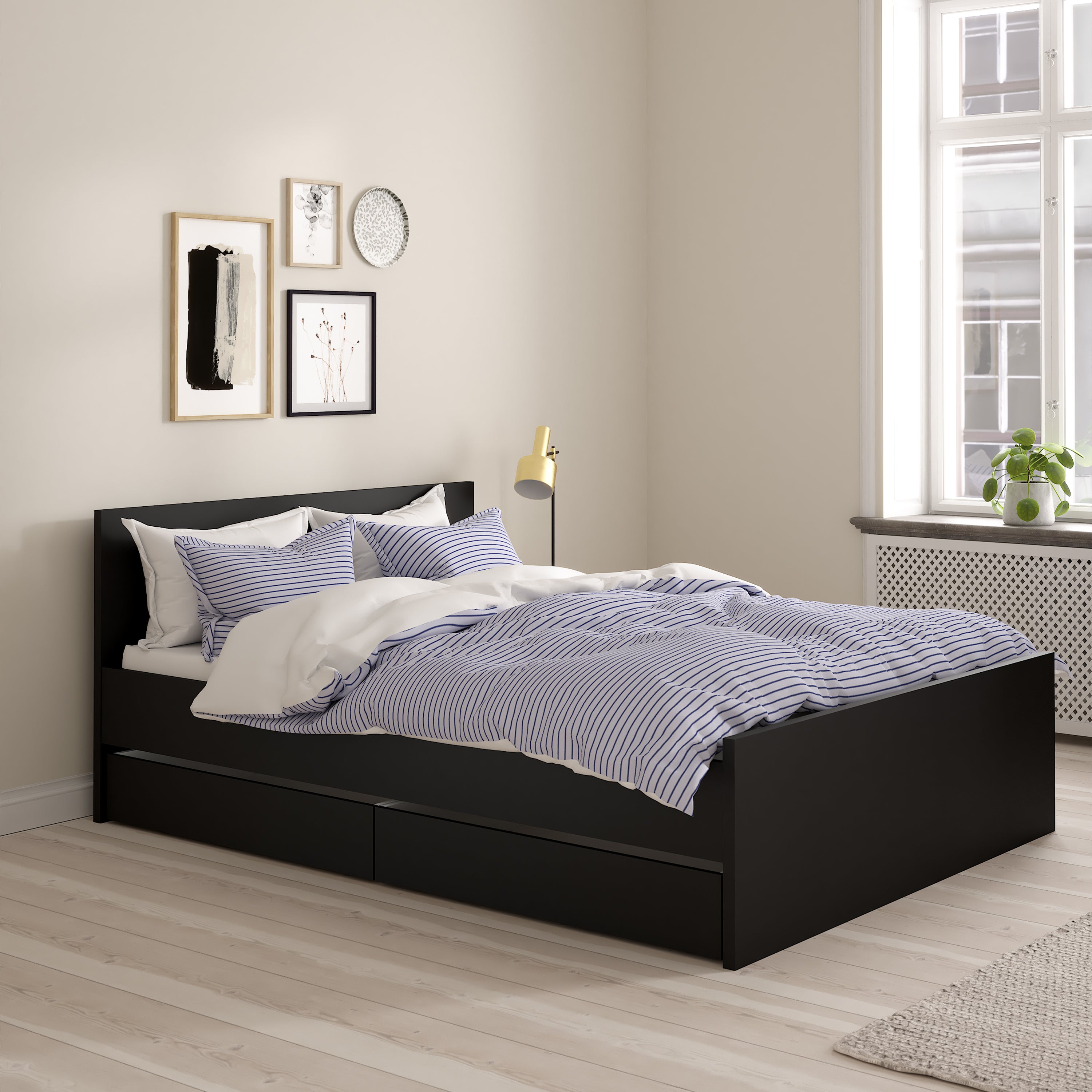 Naia Set of 2 Underbed Drawers (for Single or Double Beds) in Black Matt