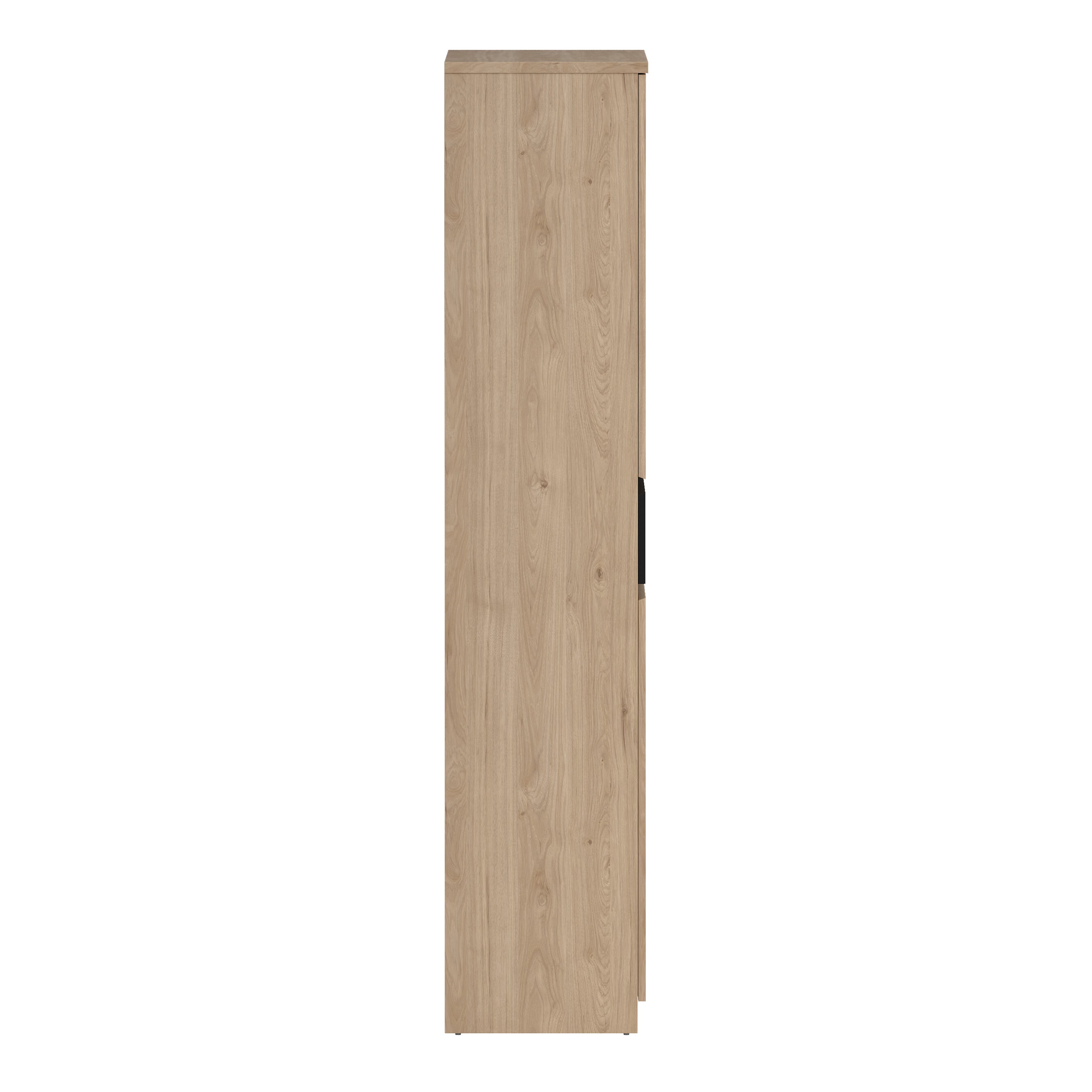 Naia Shoe Cabinet with 4 Doors 1 Drawer in Jackson Hickory Oak and Black